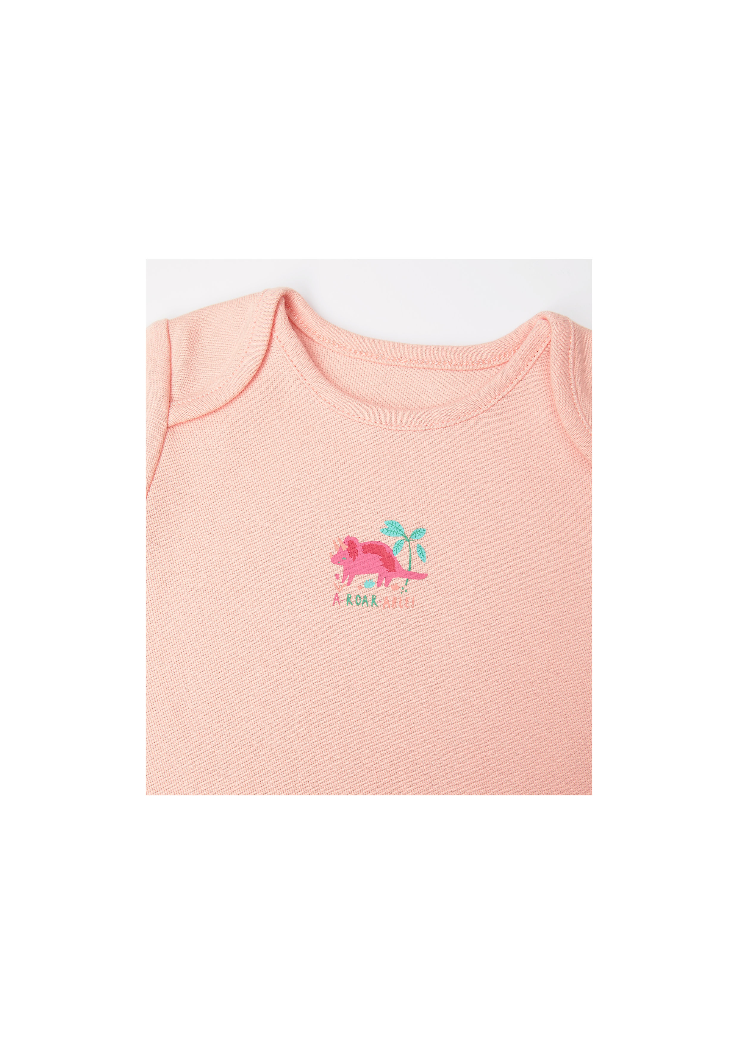 Mothercare | Girls Half Sleeves Bodysuit Dinosaur Print - Pack Of 3 - Multicolor 2