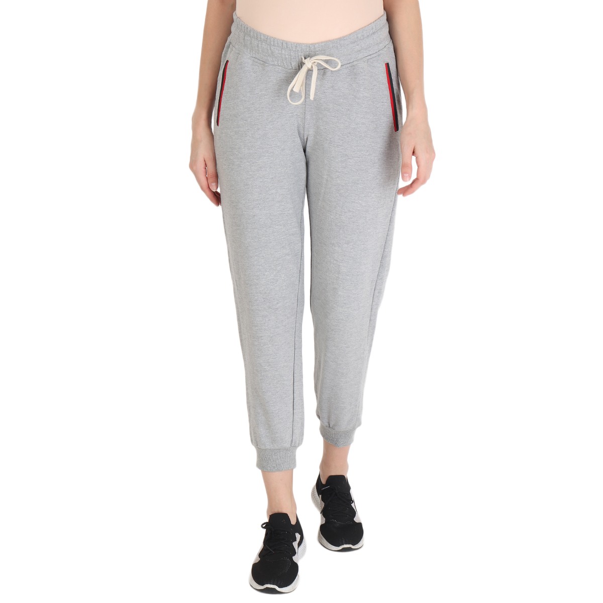 Women Maternity Joggers Side Pocket Detail - Grey