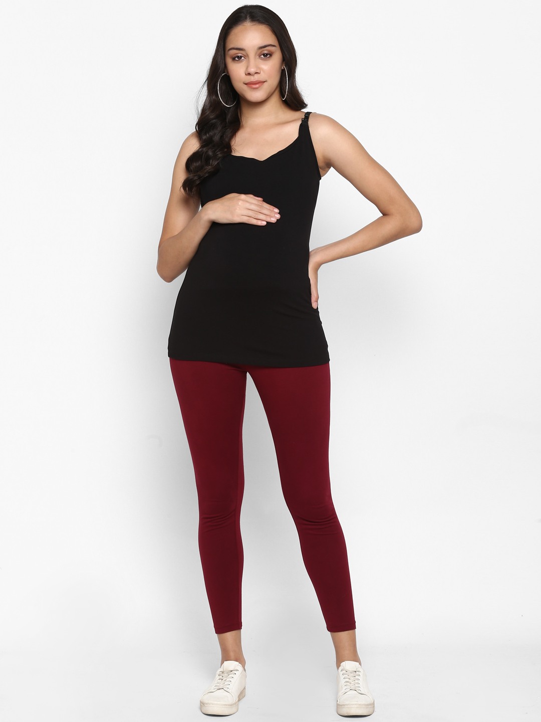 Women Sleeveless Maternity Cami Top  - Black