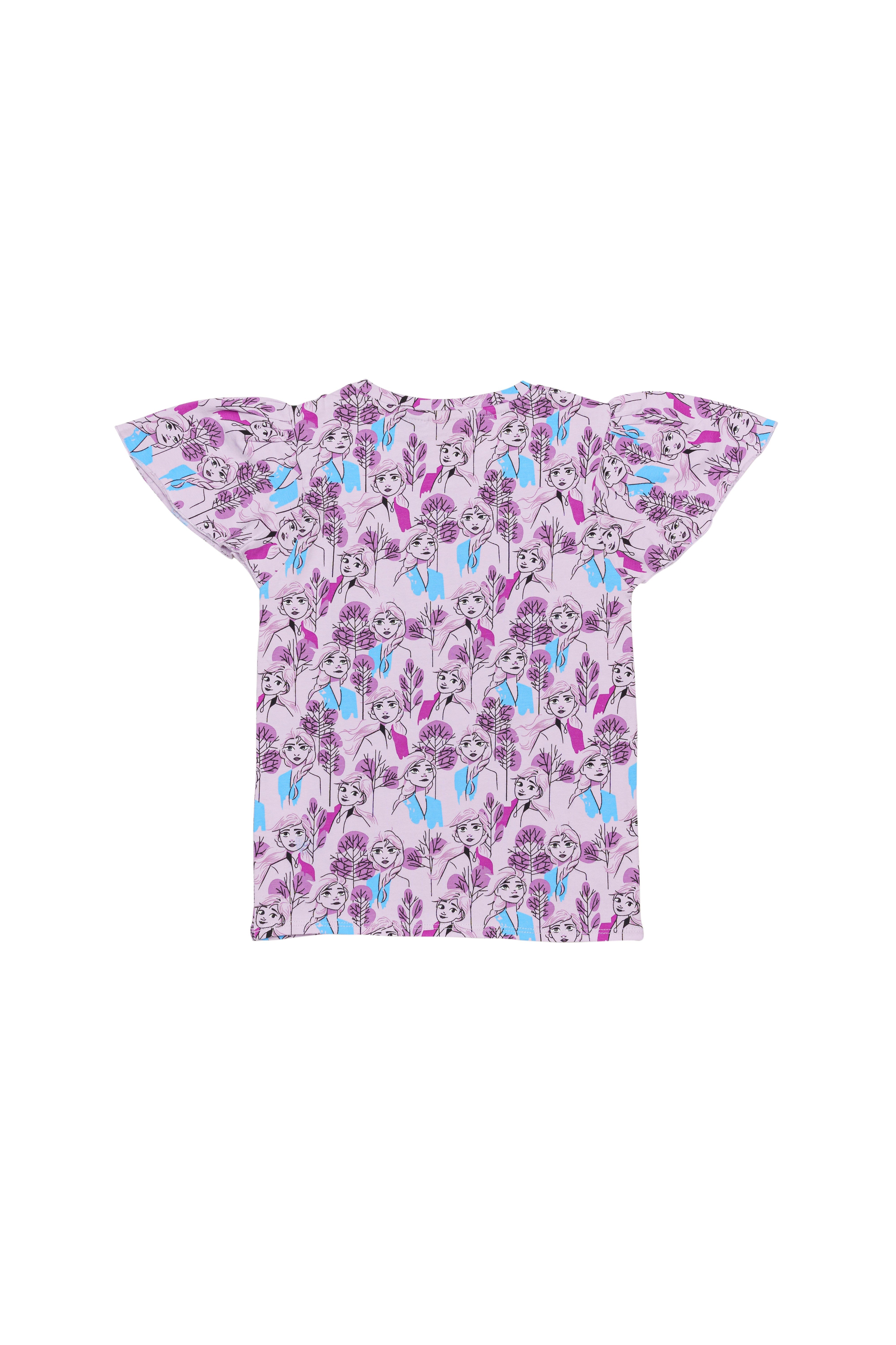 H by Hamleys Girls Short Sleeves T-Shirt Frozen All Over Printed-Lavender