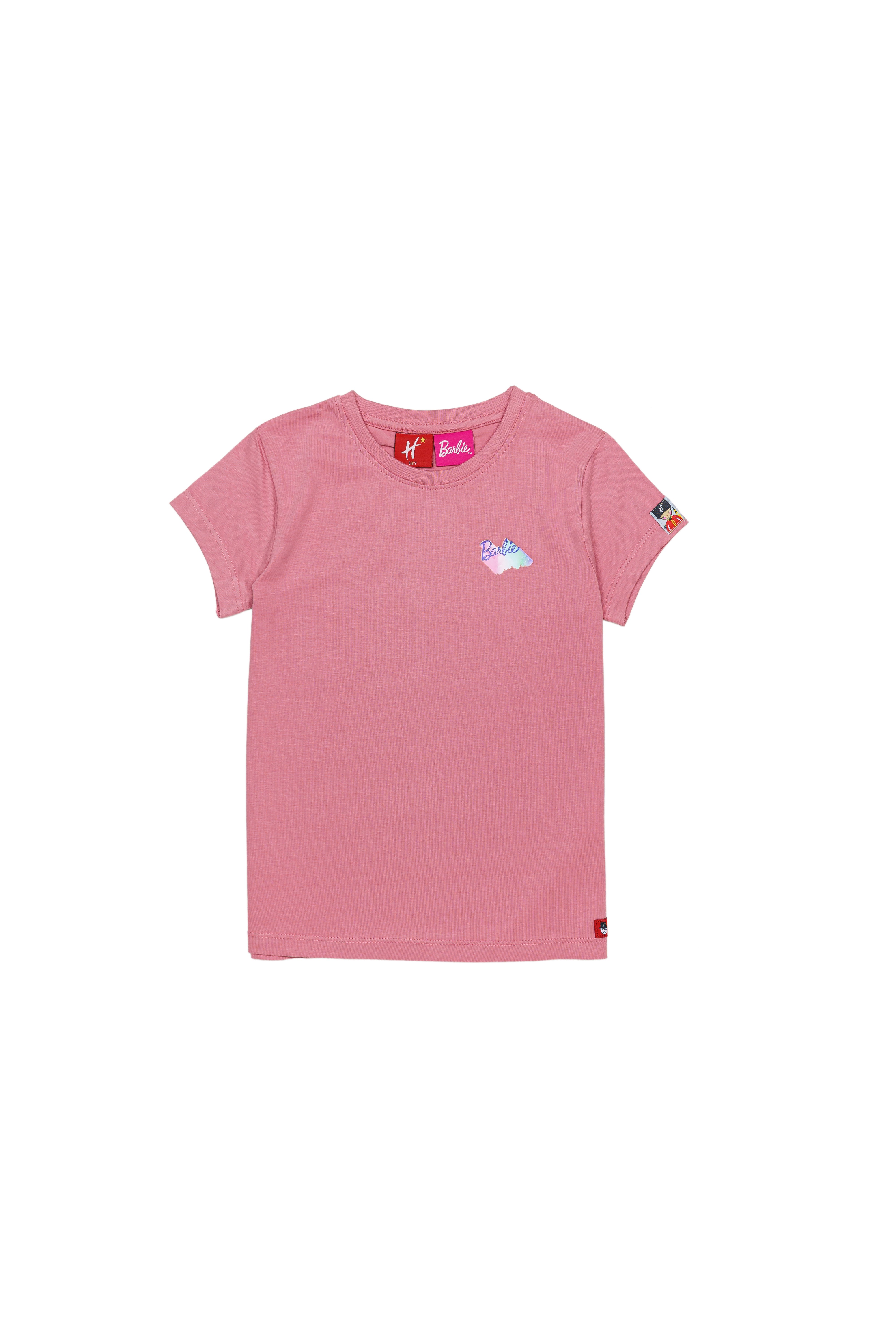 H by Hamleys Girls Short Sleeves T-Shirt Barbie Brave Bold Printed-Pink