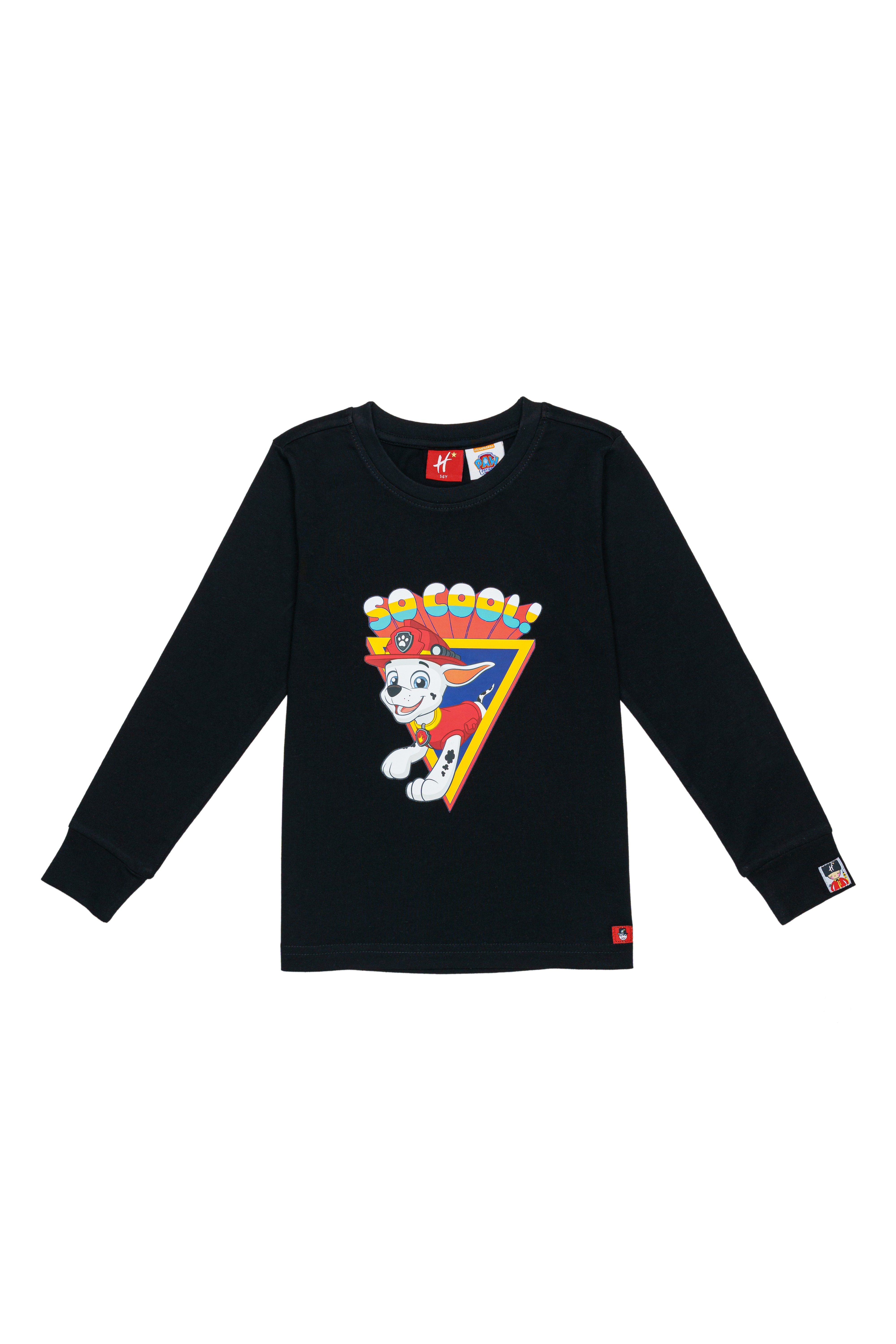 H by Hamleys Boys Full Sleeves T-Shirt Chest Print-Black