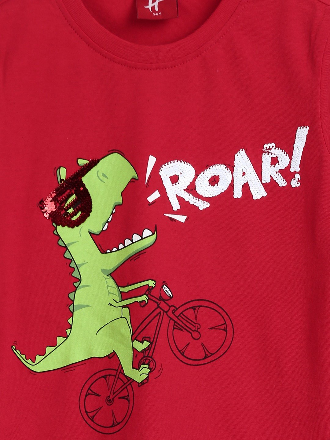H by Hamleys Boys Full Sleeves T-Shirt Dino Print -Red