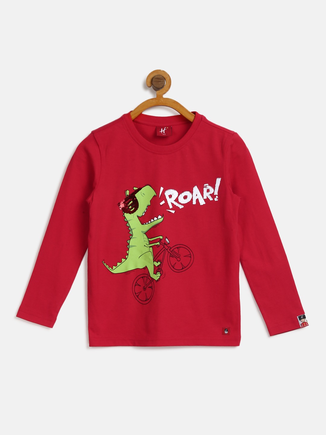 H by Hamleys Boys Full Sleeves T-Shirt Dino Print -Red