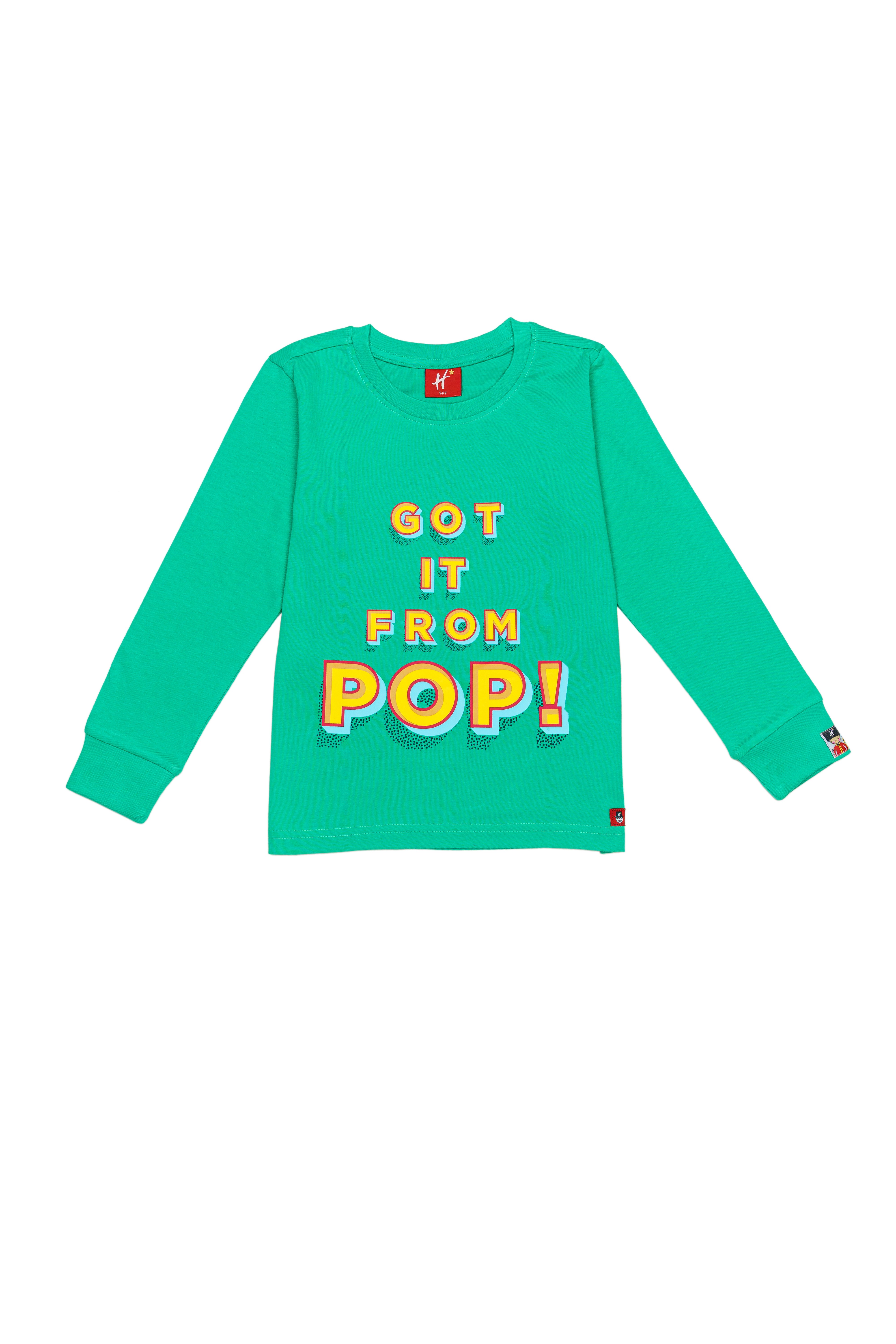 H by Hamleys Unisex Full Sleeves T-Shirt Chest Print -Green