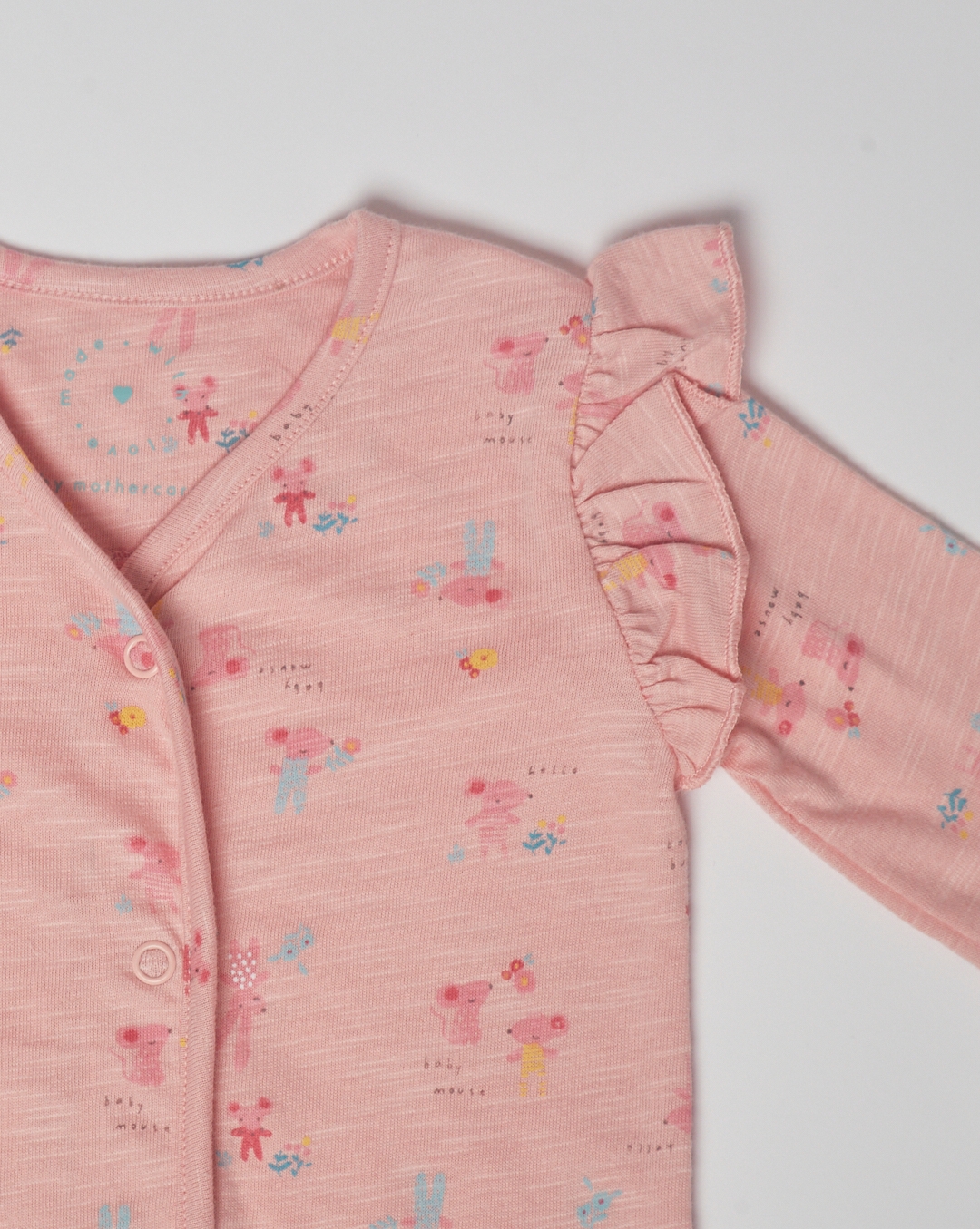 Mothercare | Girls Full Sleeves Sleepsuit Mouse Print And Frill Detail - Pack Of 3 - Multicolor 3