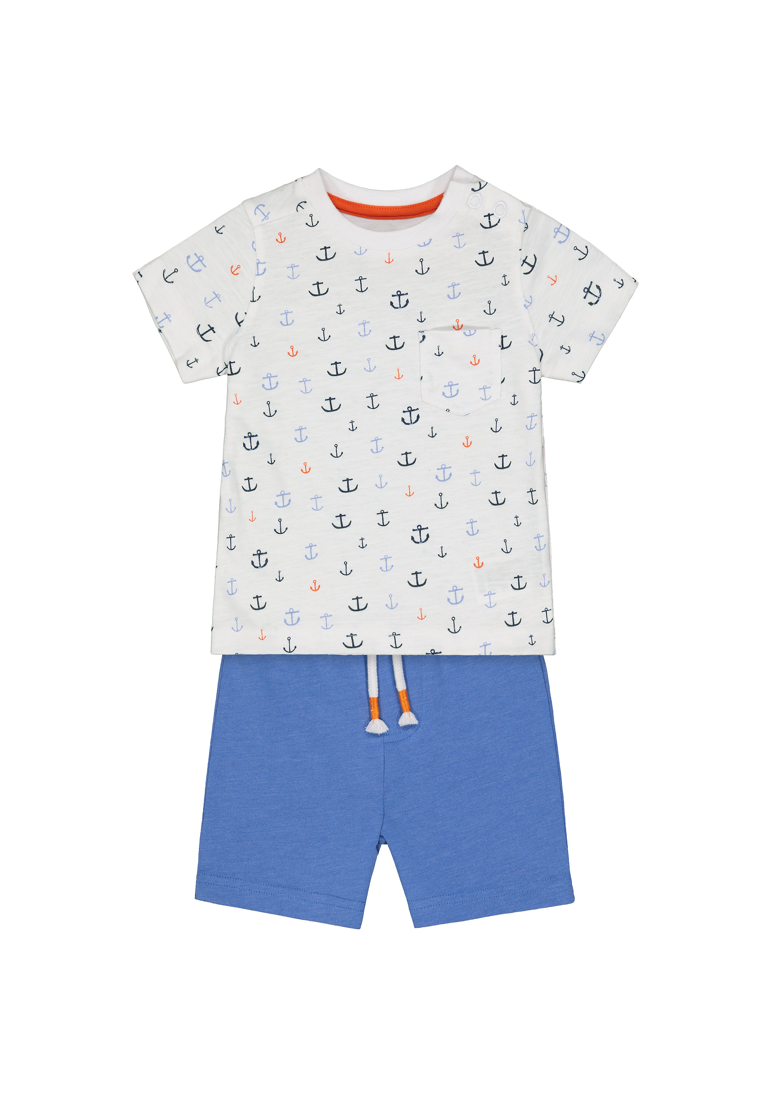 Mothercare | Boys Half Sleeves T-Shirt And Shorts Set Anchor Print - Multicolor 0