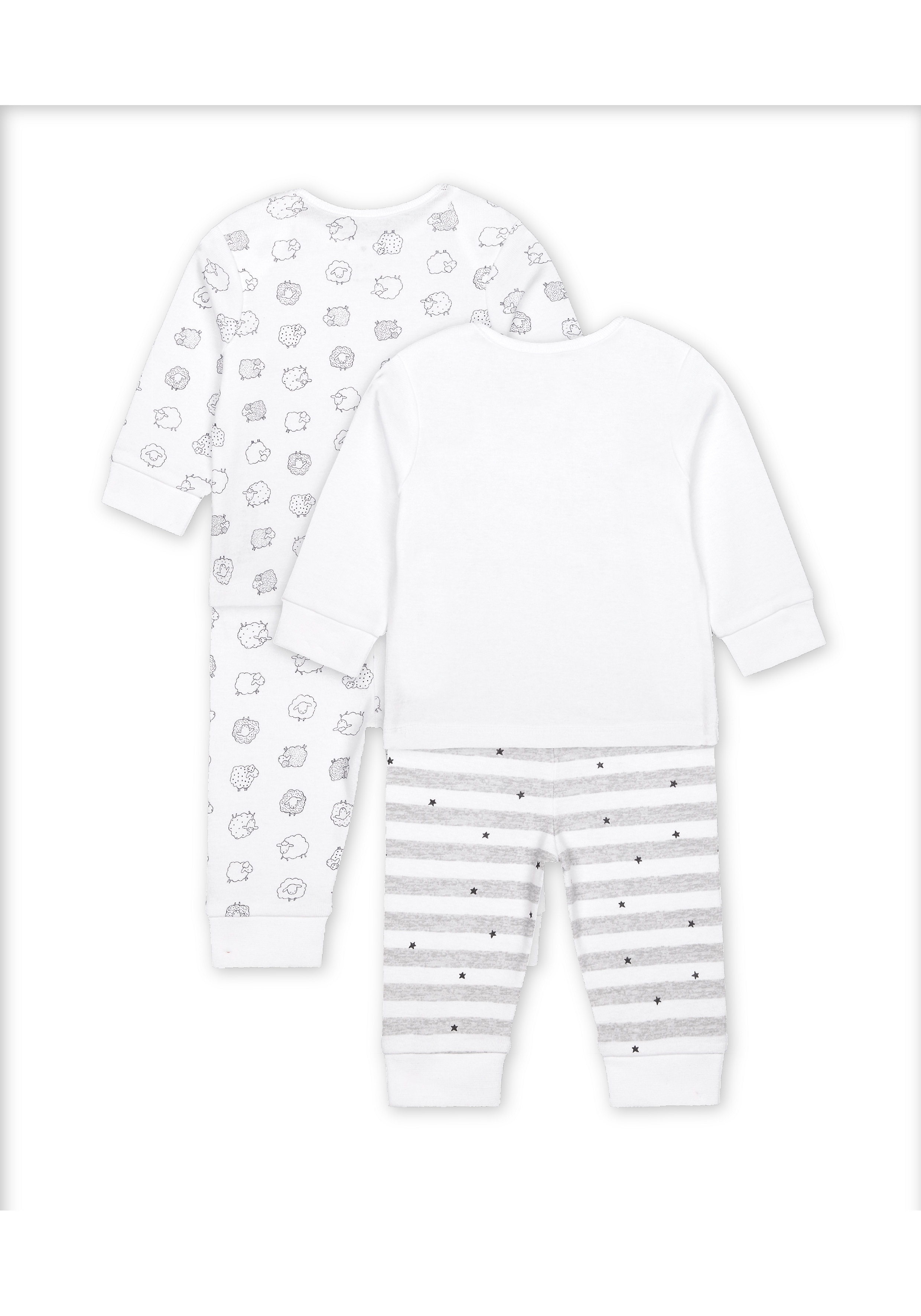 Mothercare | Unisex Full Sleeves Pyjama Set Sheep Print - Pack Of 2 - White 1