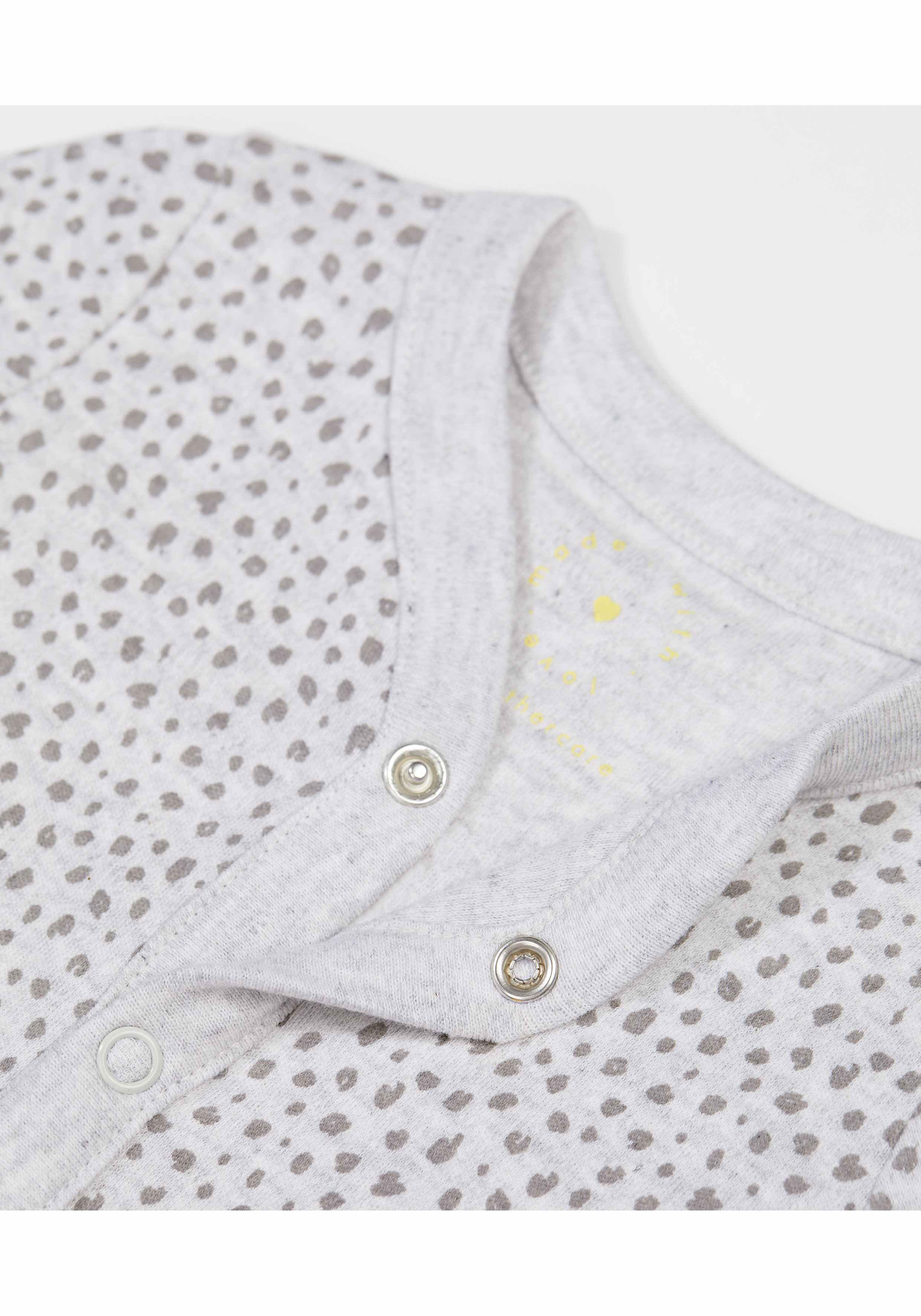 Unisex Full Sleeves Sleepsuit Leopard Print - Pack Of 3 - Grey