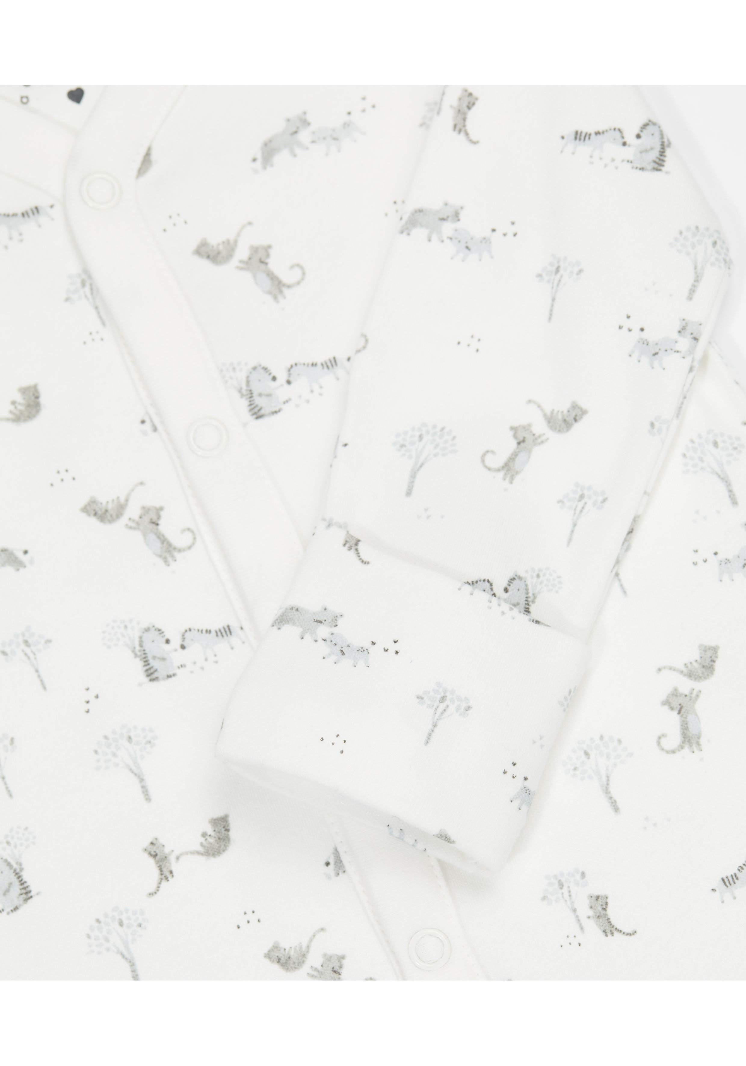 Unisex Full Sleeves Sleepsuit Leopard Print - Pack Of 3 - Grey
