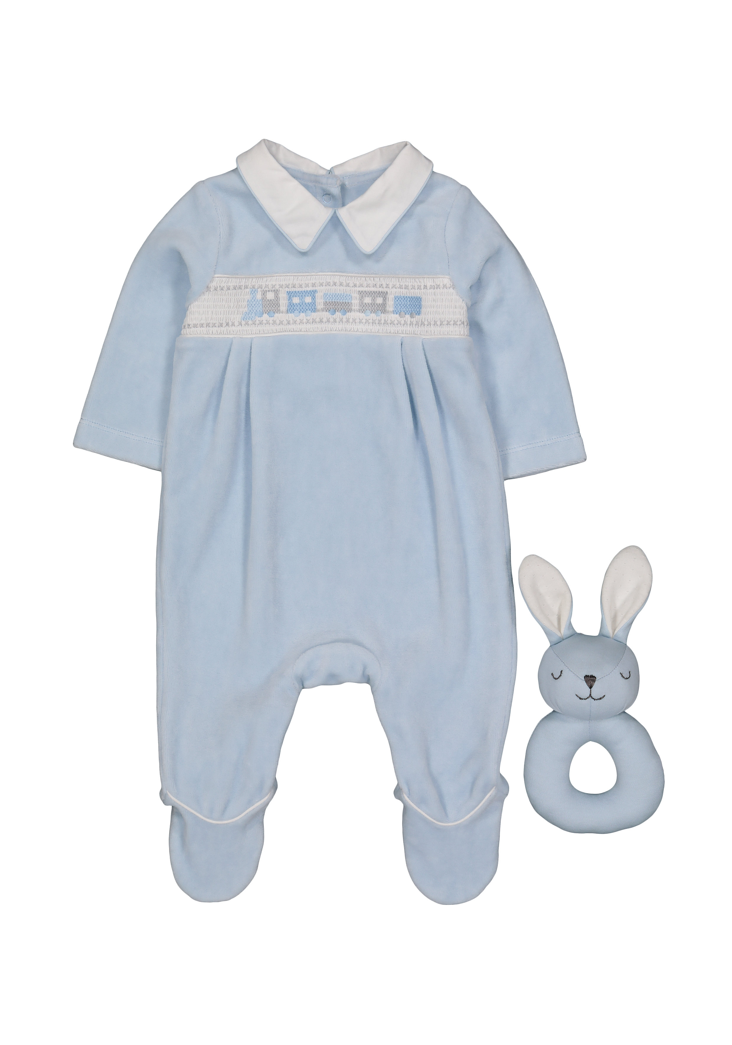 Mothercare | Boys Full Sleeves Romper Animal Embroidery - Blue 0