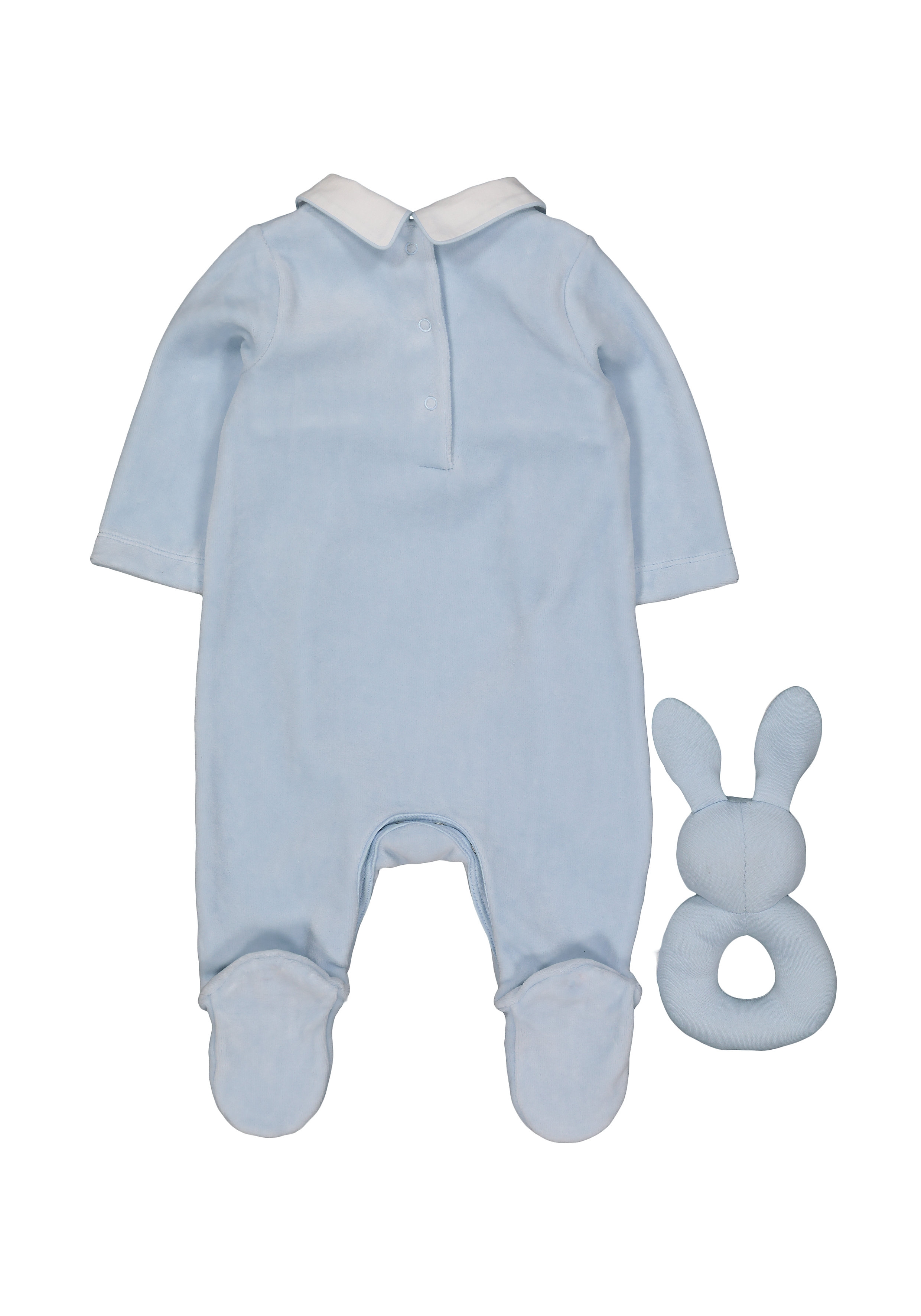 Mothercare | Boys Full Sleeves Romper Animal Embroidery - Blue 1