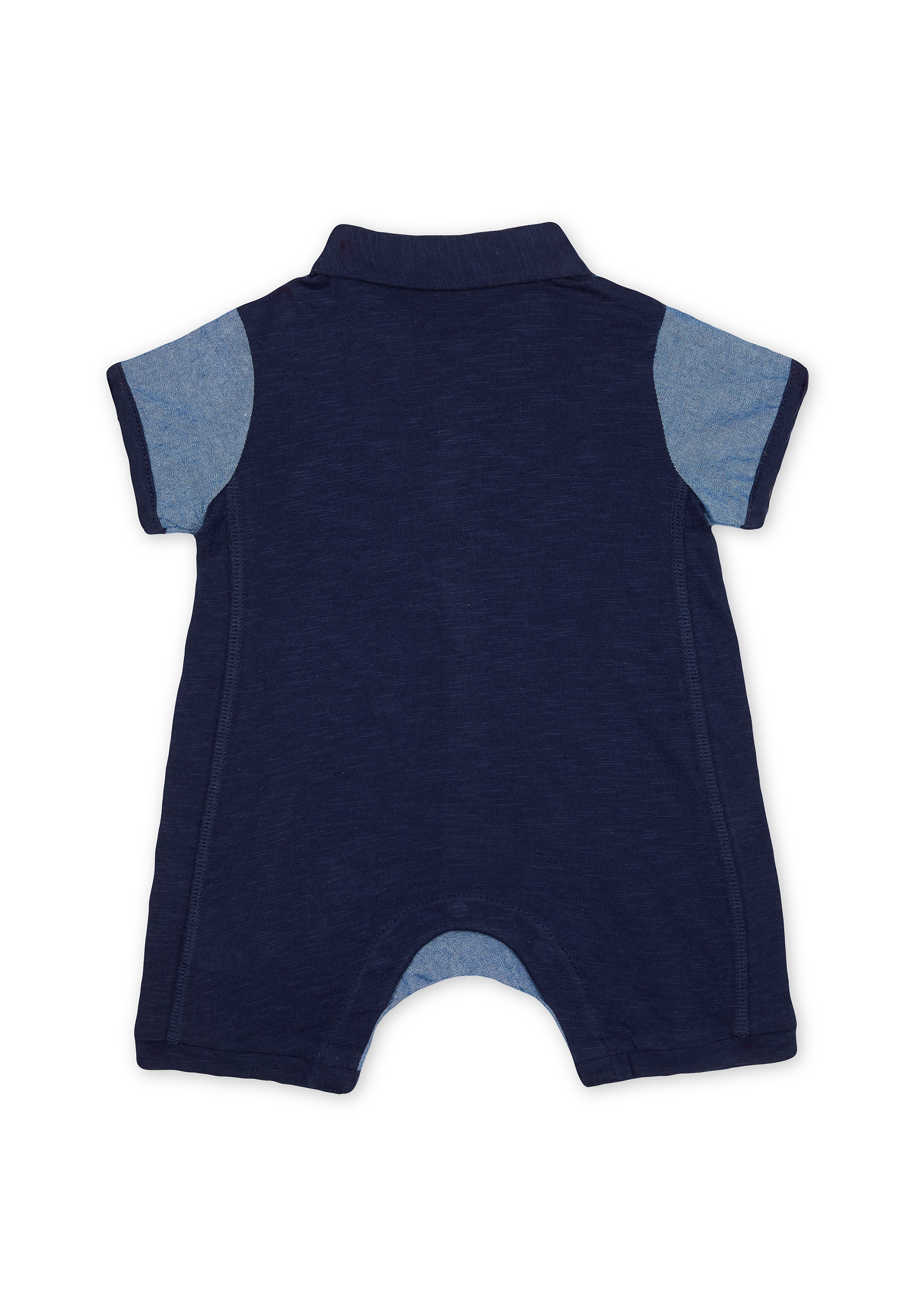 Mothercare | Boys Half Sleeves Romper Vehicle Embroidery - Navy 1