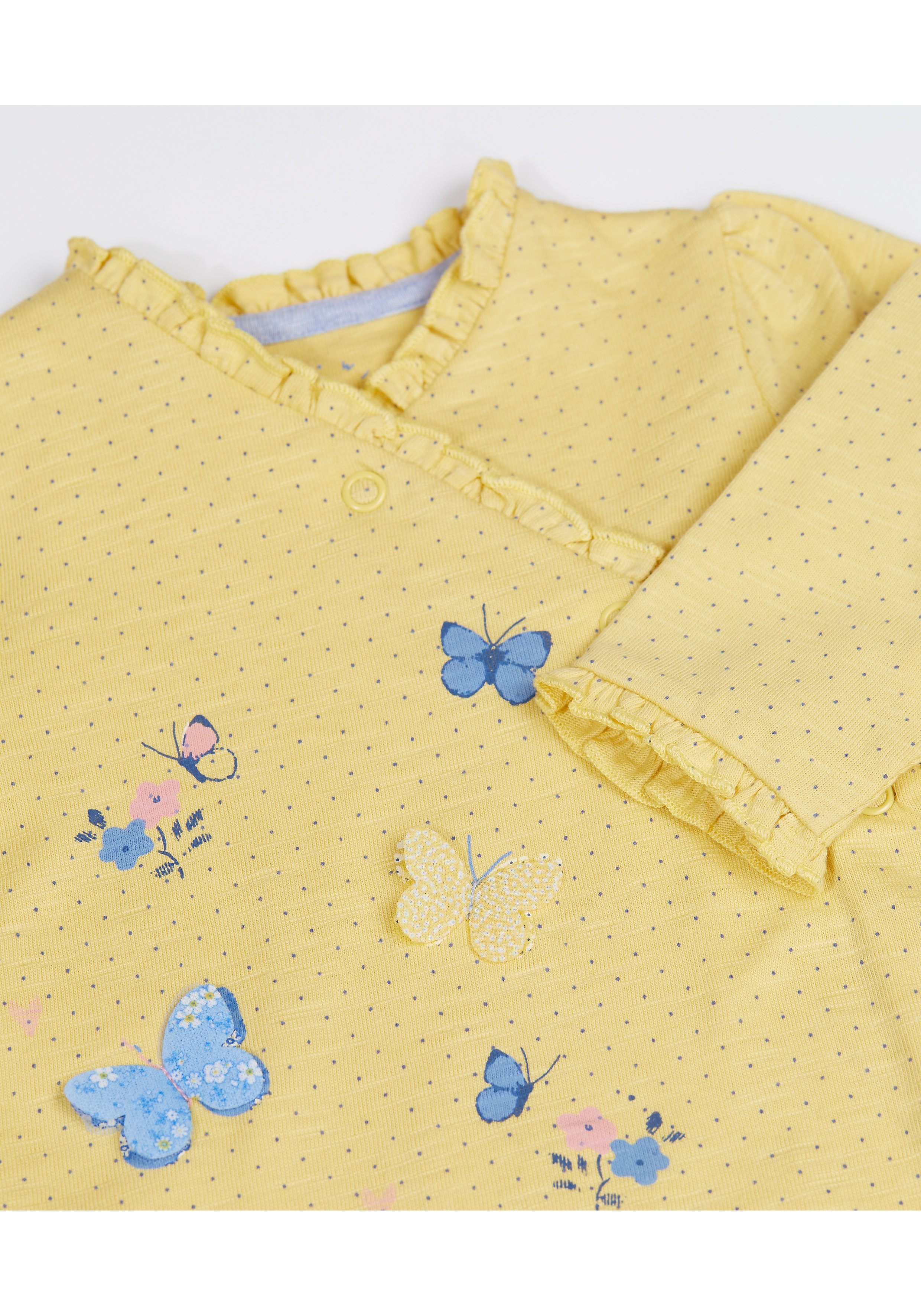 Mothercare | Girls Full Sleeves Sleepsuit 3D Butterfly Detail - Pack Of 3 - Multicolor 3