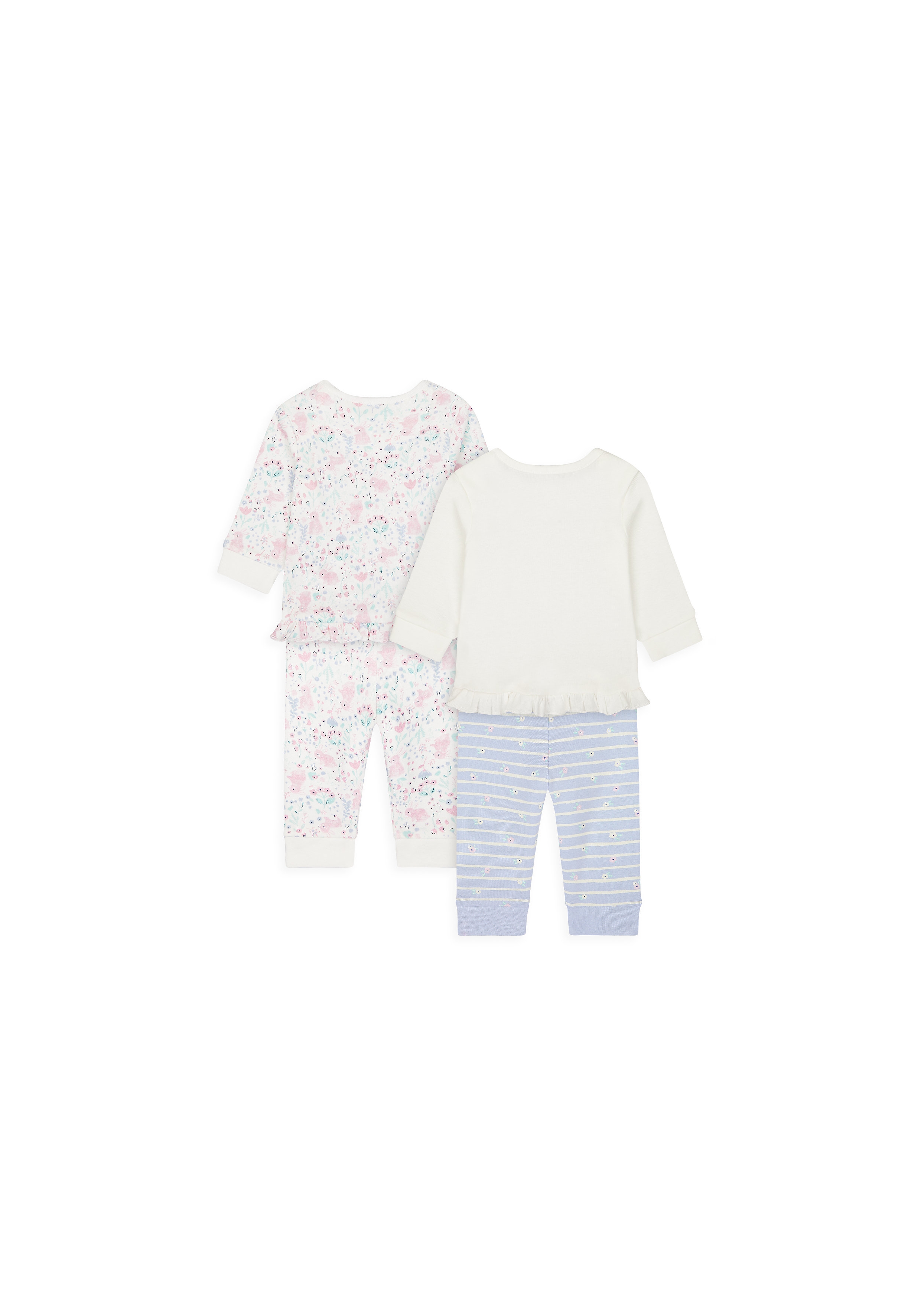 Mothercare | Girls Full Sleeves Pyjama Set Bunny Print - Pack Of 2 - Multicolor 1