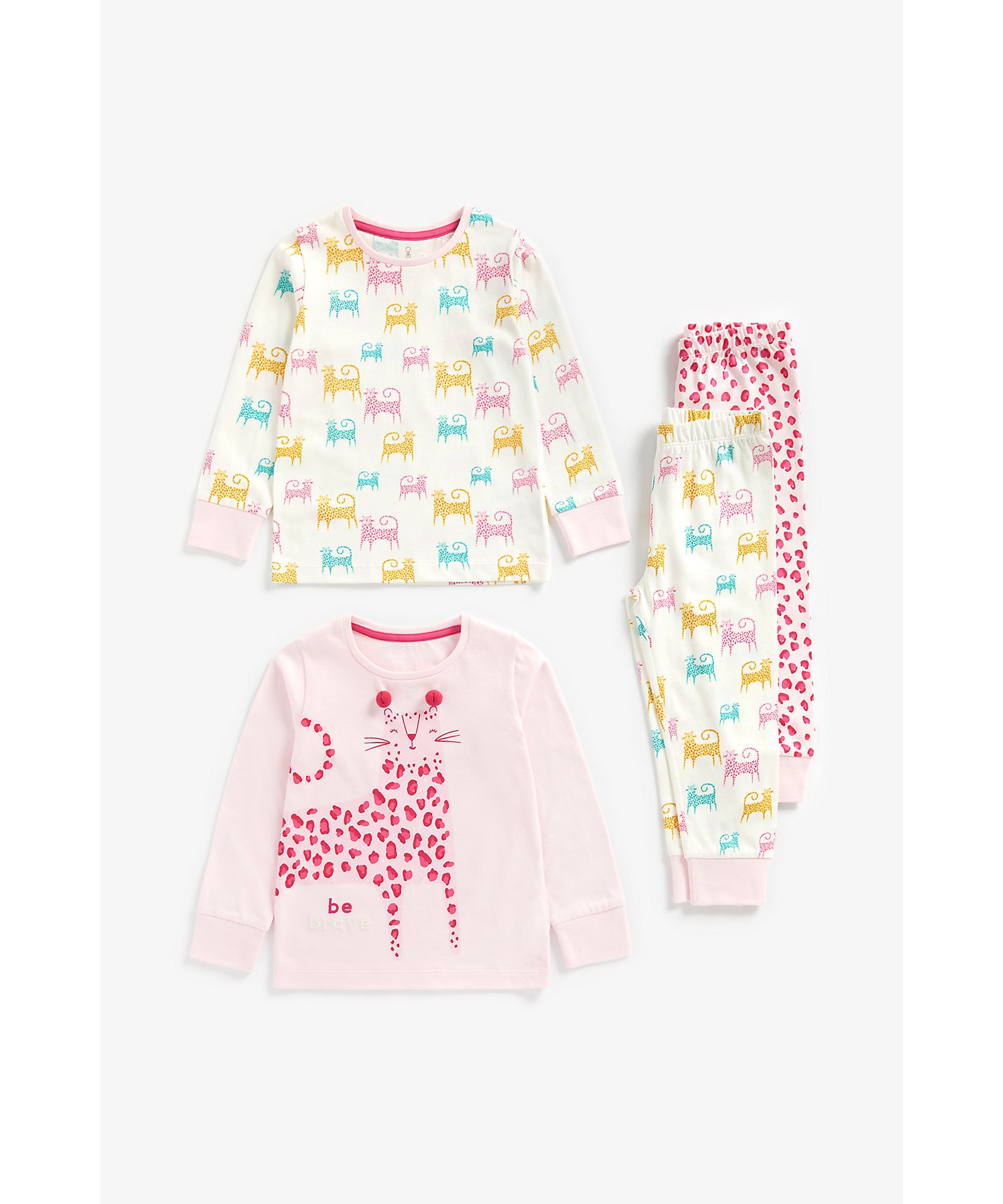 Mothercare | Girls Full Sleeves Pyjama Set Leopard Print - Pack Of 2 - Multicolor 0