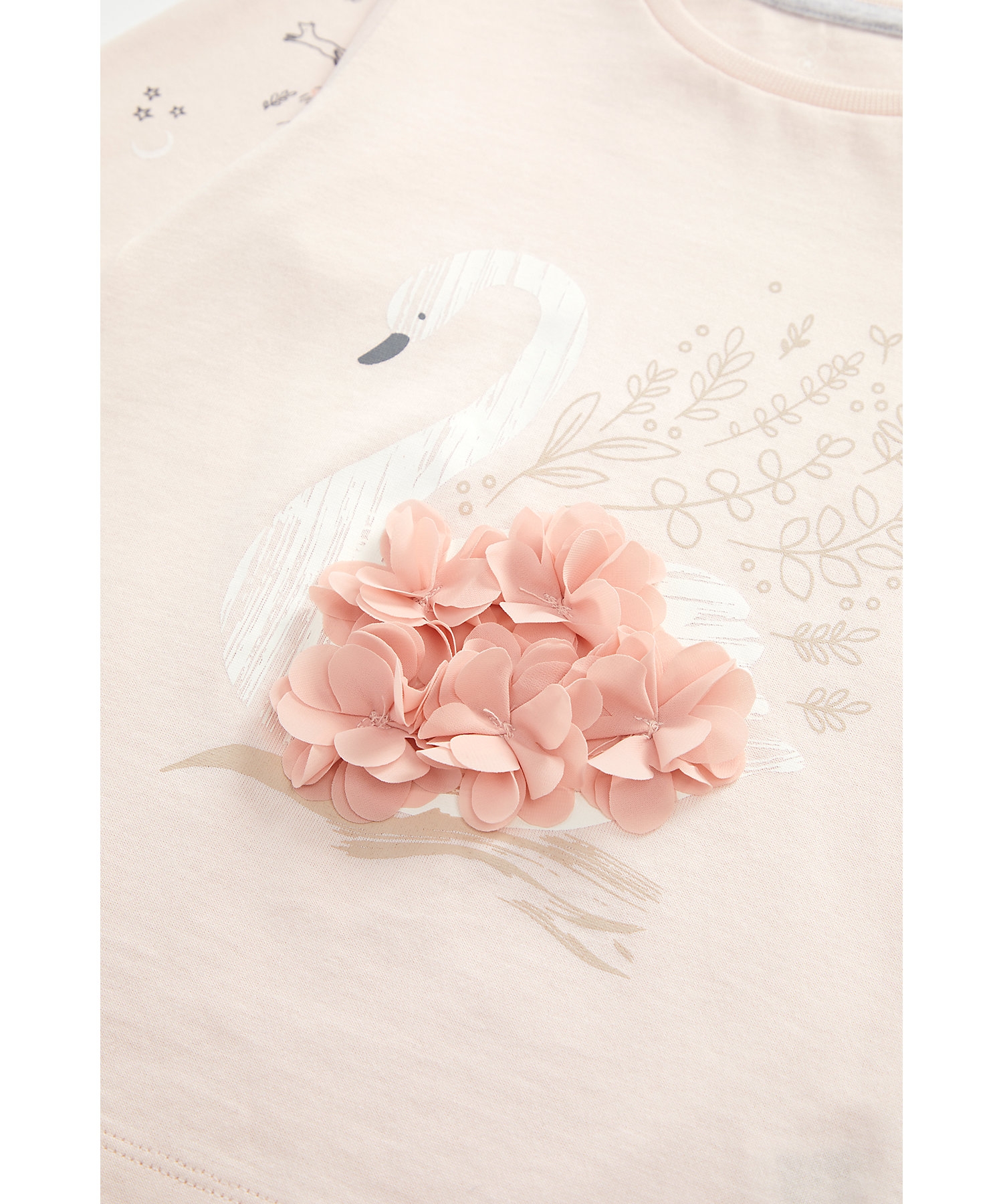 Mothercare | Girls Full Sleeves Swan Pyjama Set 3D Flower Detail - Pack Of 2 - Multicolor 2