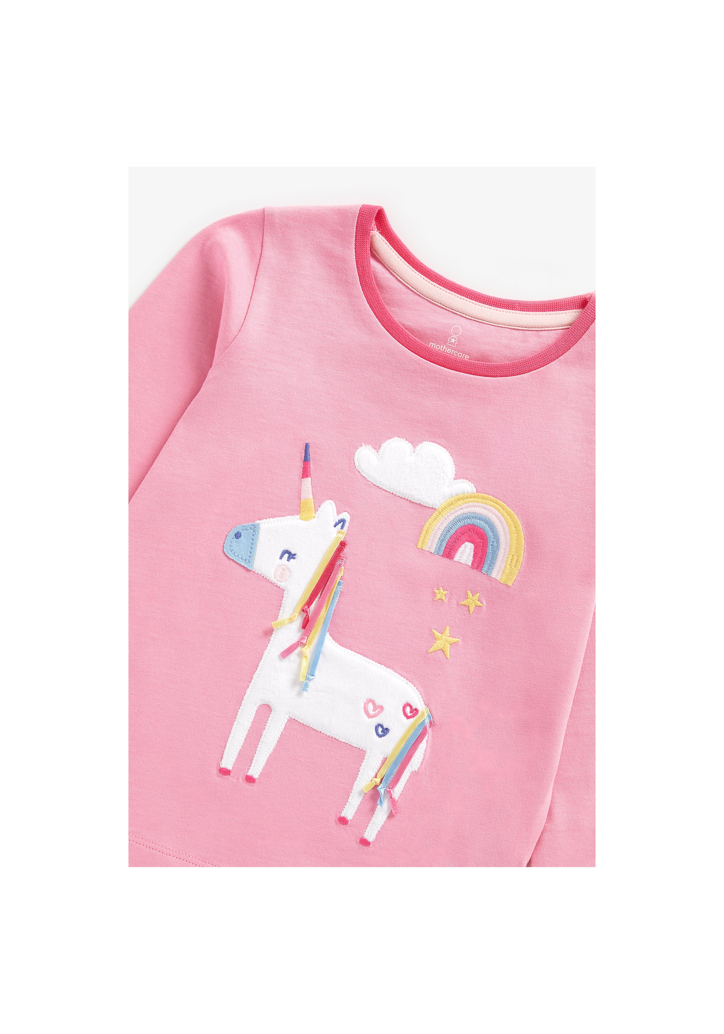 Mothercare | Girls Full Sleeves Pyjama Set Unicorn Patchwork - Pack Of 2 - Pink 2