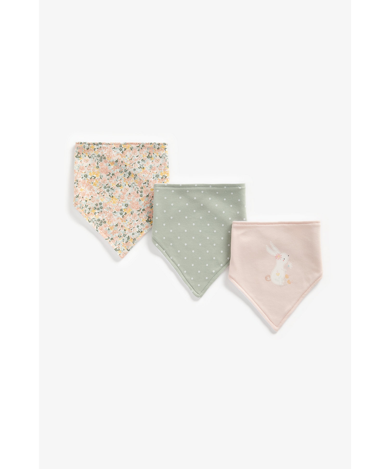 Mothercare | Girls Bibs Spot And Floral Print - Pack Of 3 - Multicolor 0