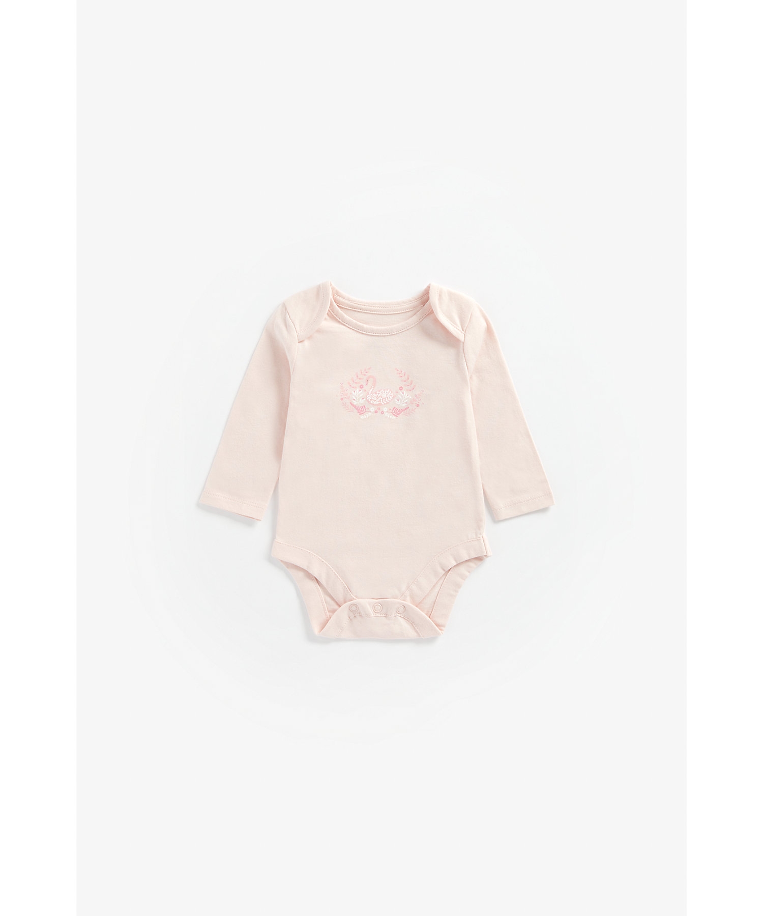 Mothercare | Girls Full Sleeves Bodysuit Swan Print - Pink 0