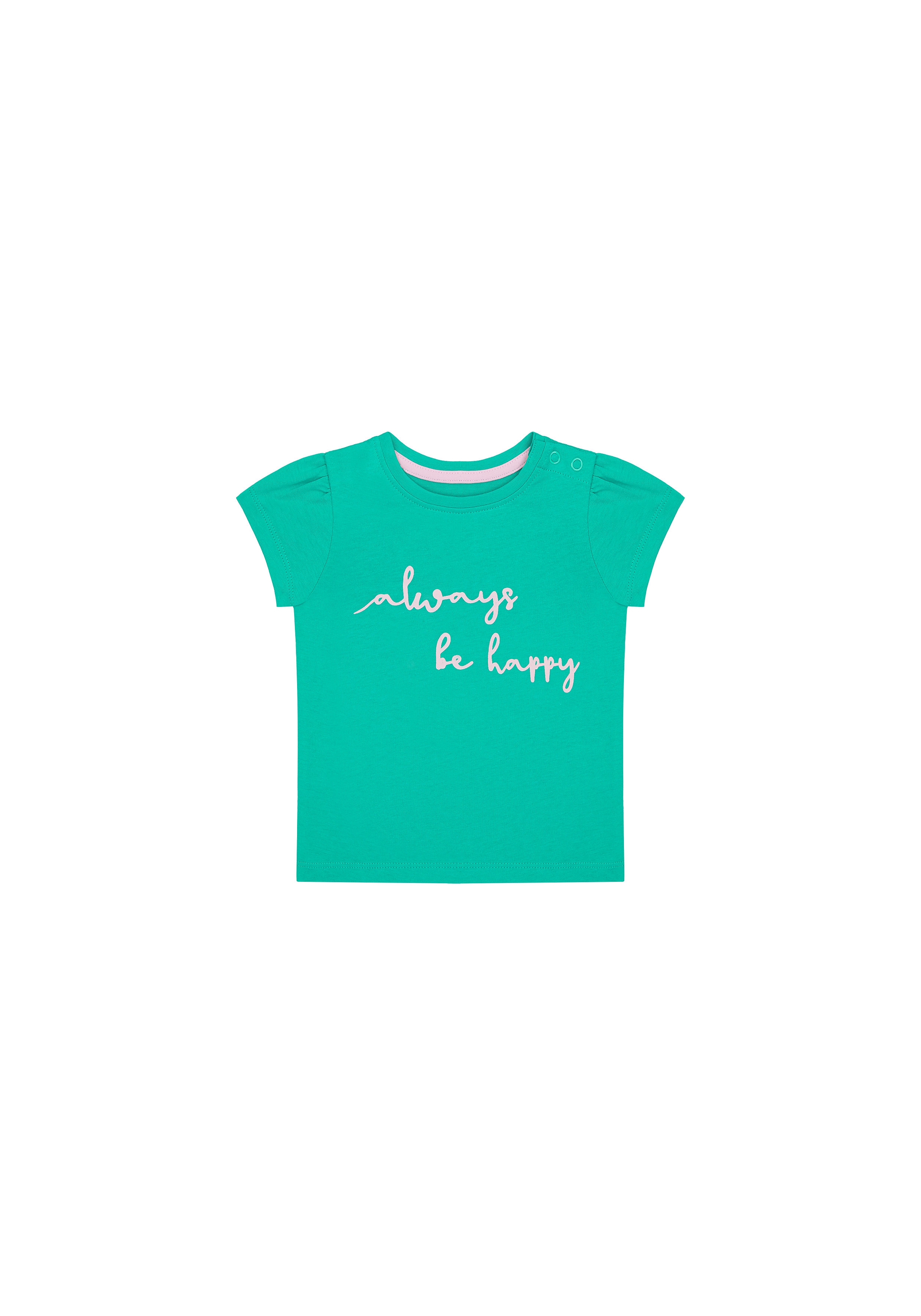 Mothercare | Girls Half Sleeves T-Shirt Slogan Print - Green 0