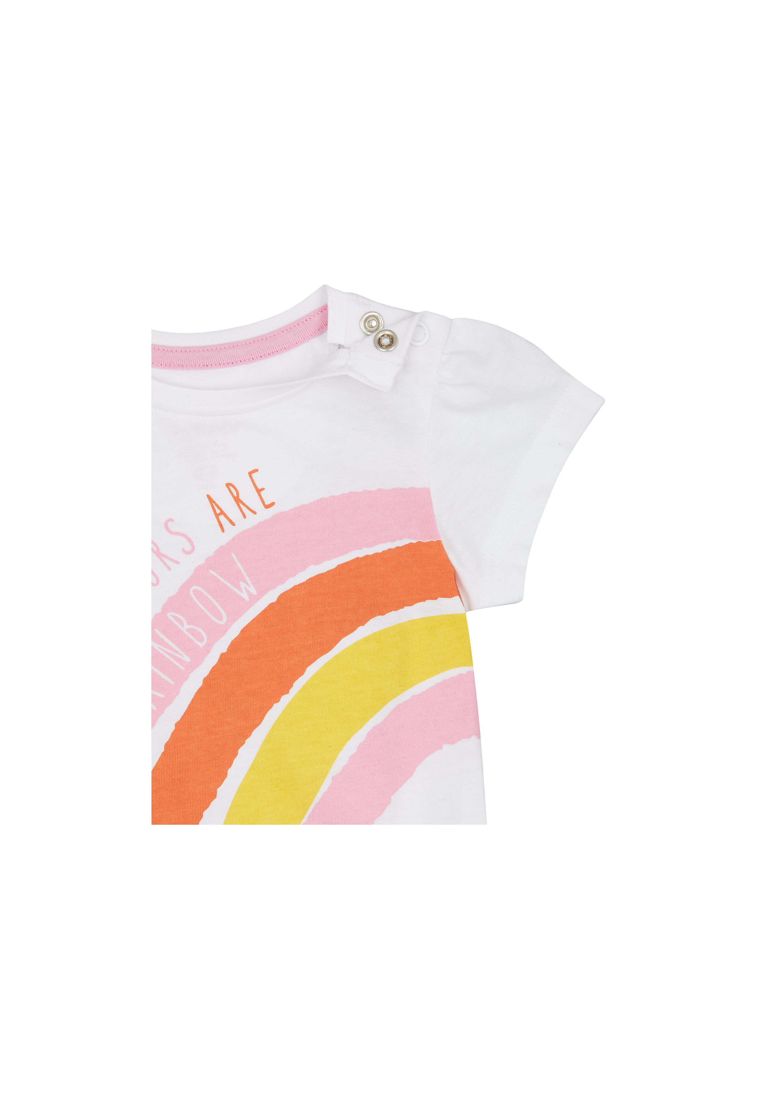 Mothercare | Girls Half Sleeves T-Shirt Rainbow Print - White 3