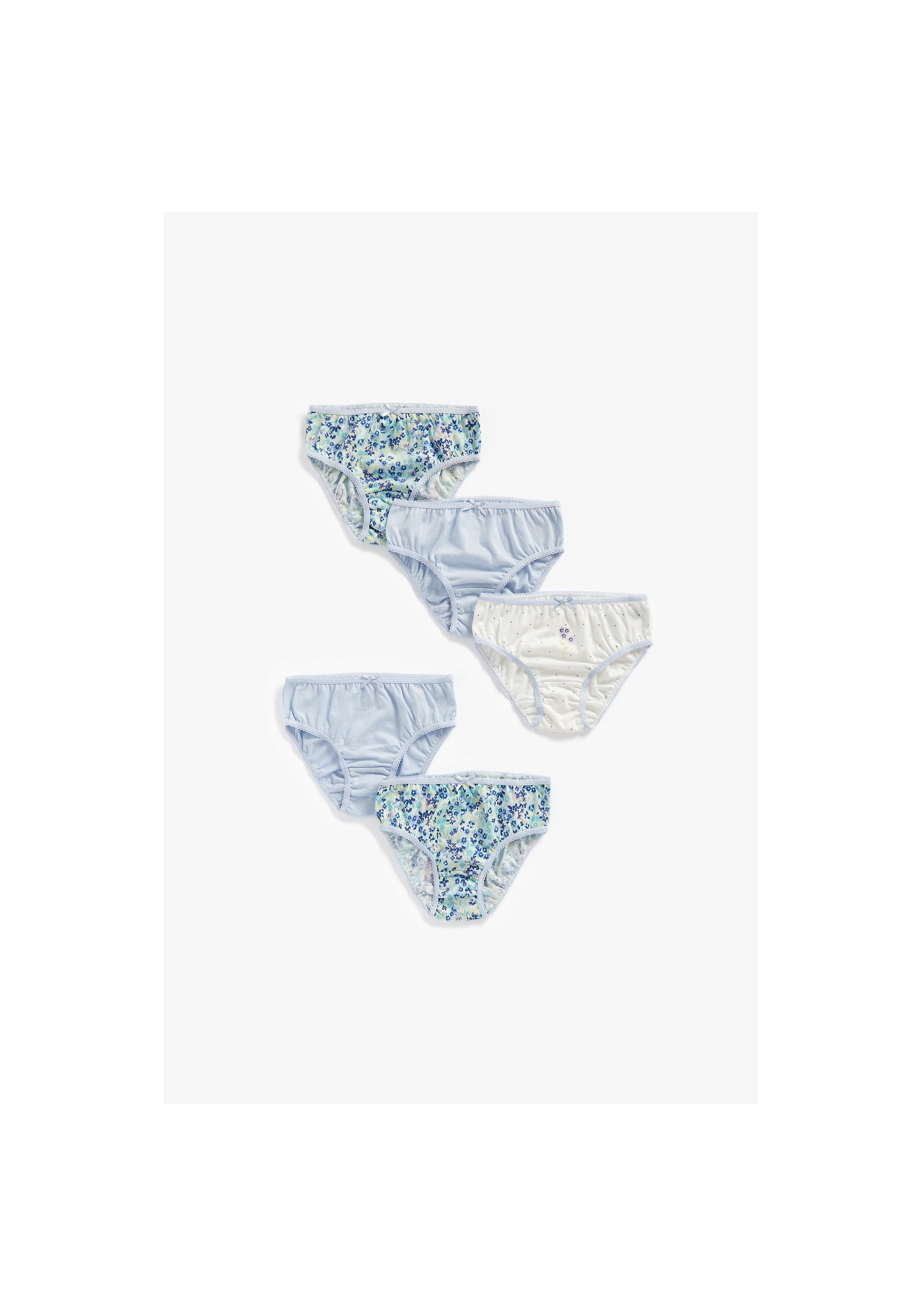 Mothercare | Girls Briefs Floral Print - Pack Of 5 - Blue 0