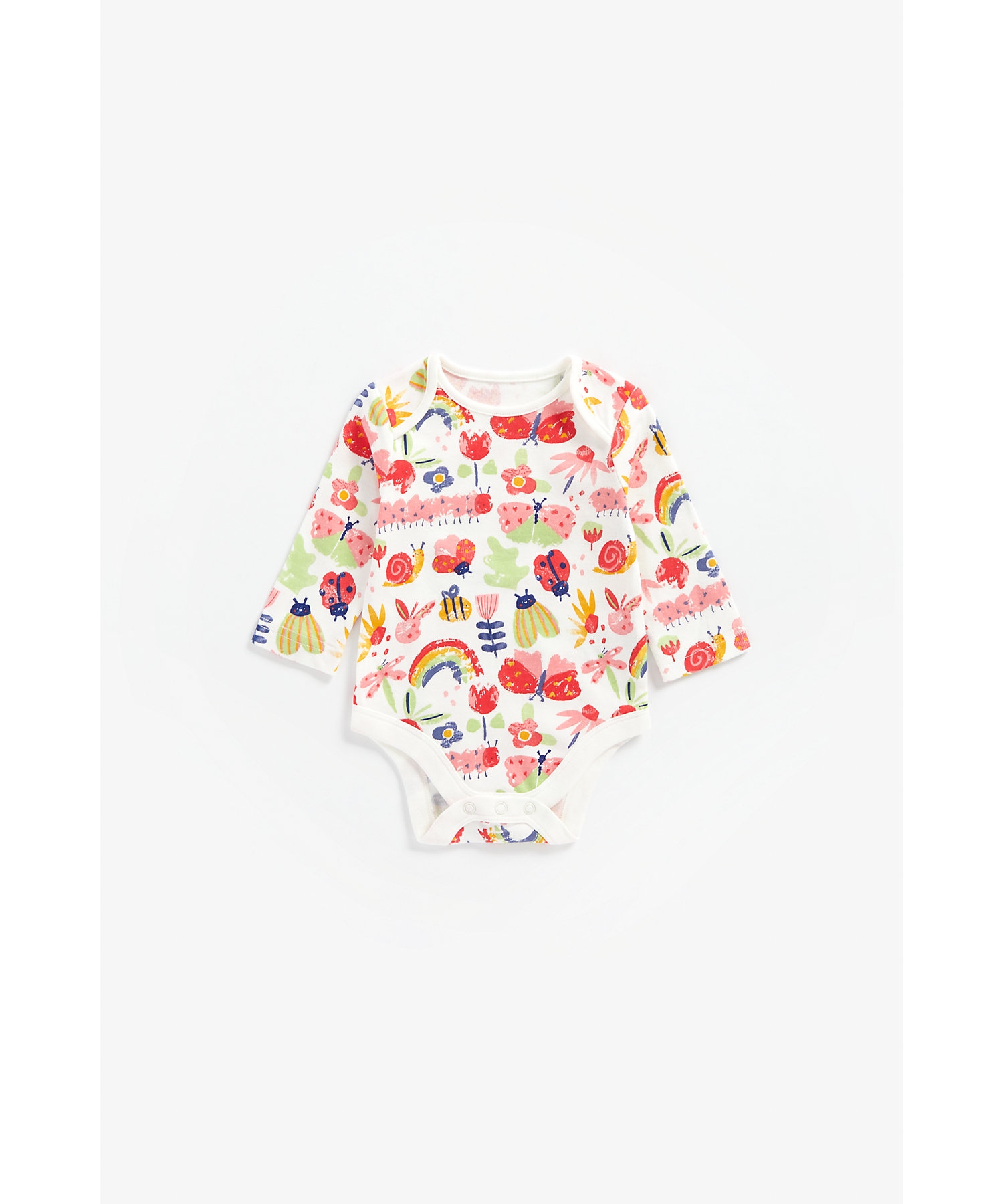 Mothercare | Girls Full Sleeves Bodysuit Bug Print - Pack Of 3 - Multicolor 4