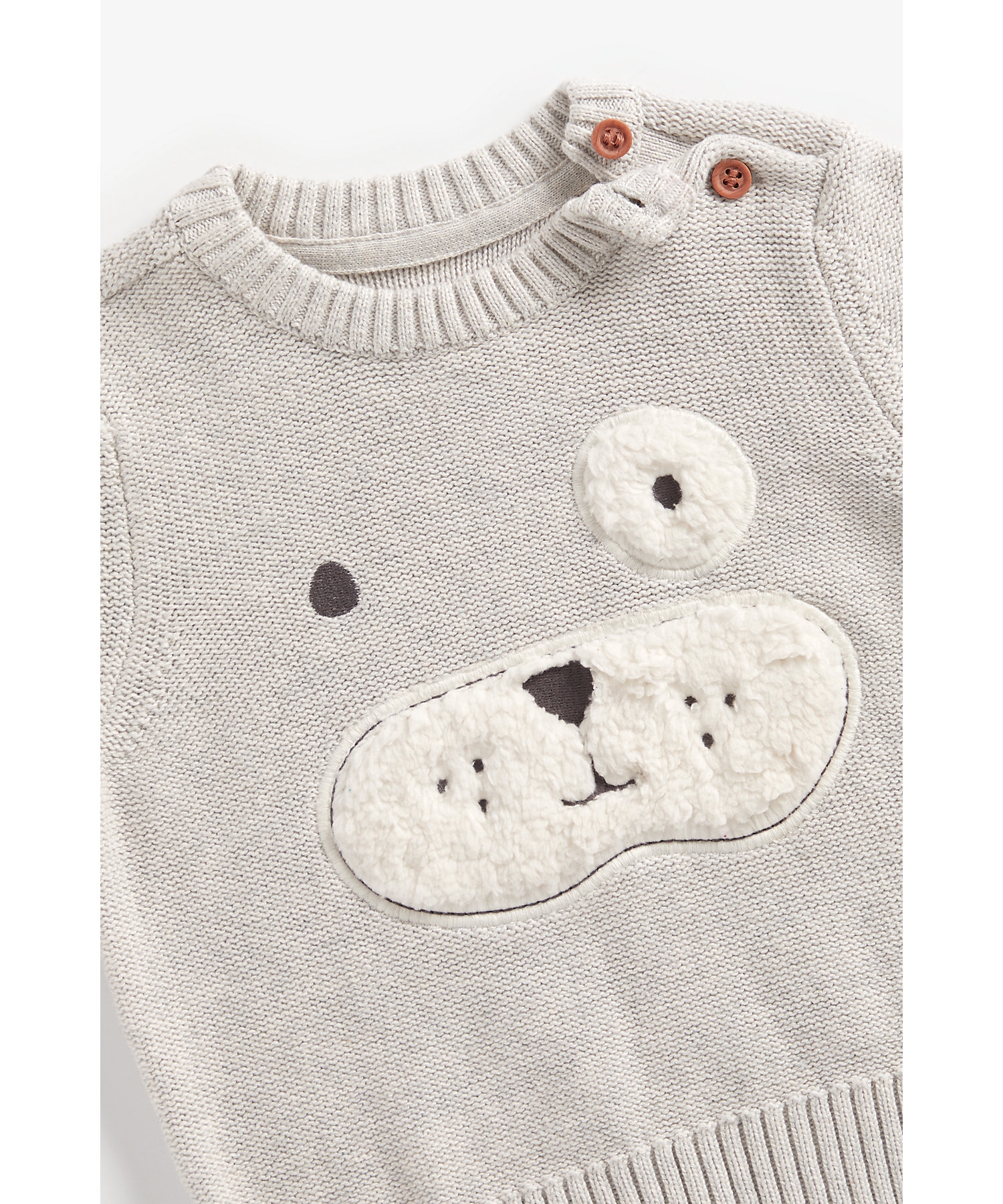 Mothercare | Boys Full Sleeves Sweater Puppy Patchwork - Grey 2