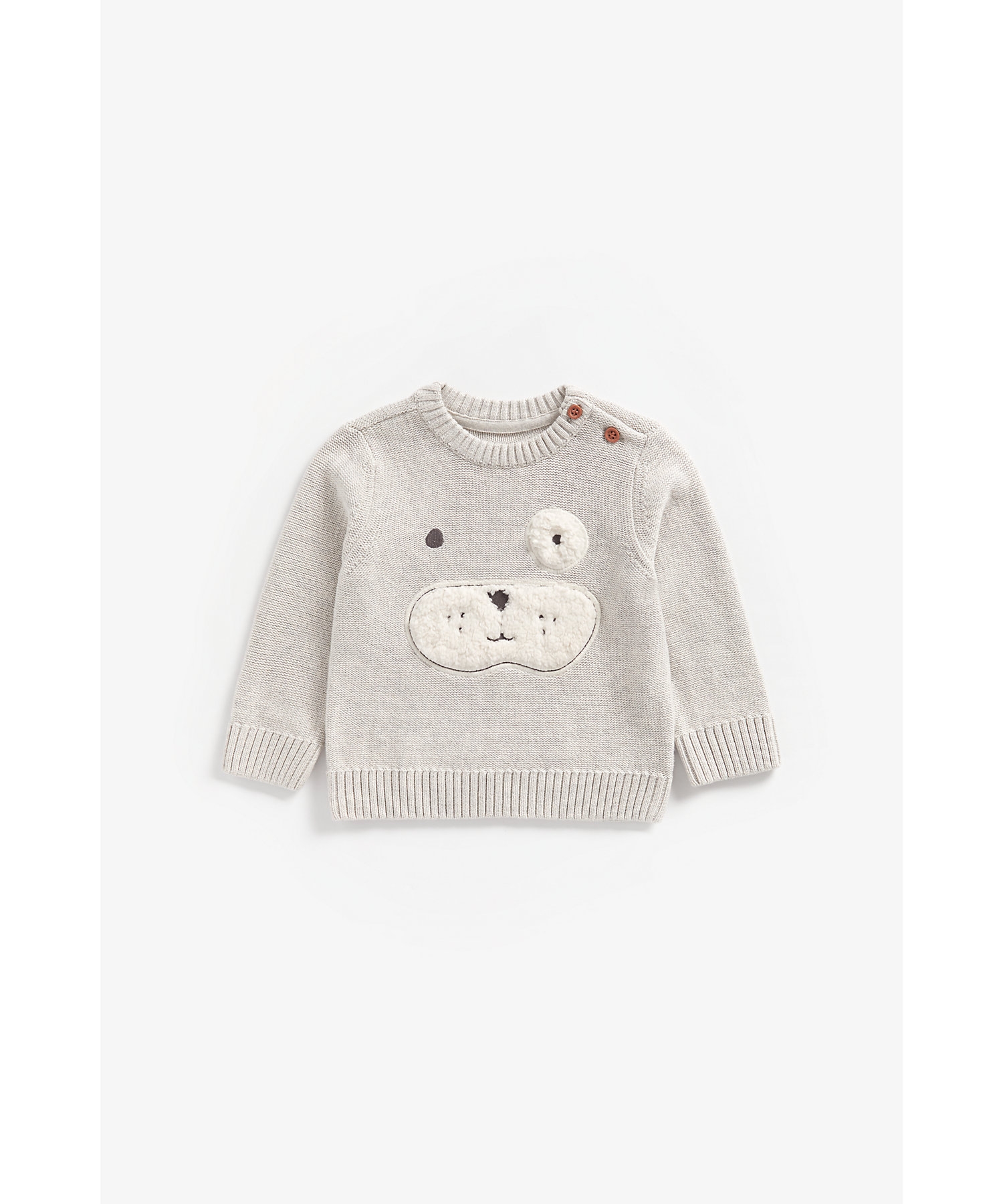 Mothercare | Boys Full Sleeves Sweater Puppy Patchwork - Grey 0