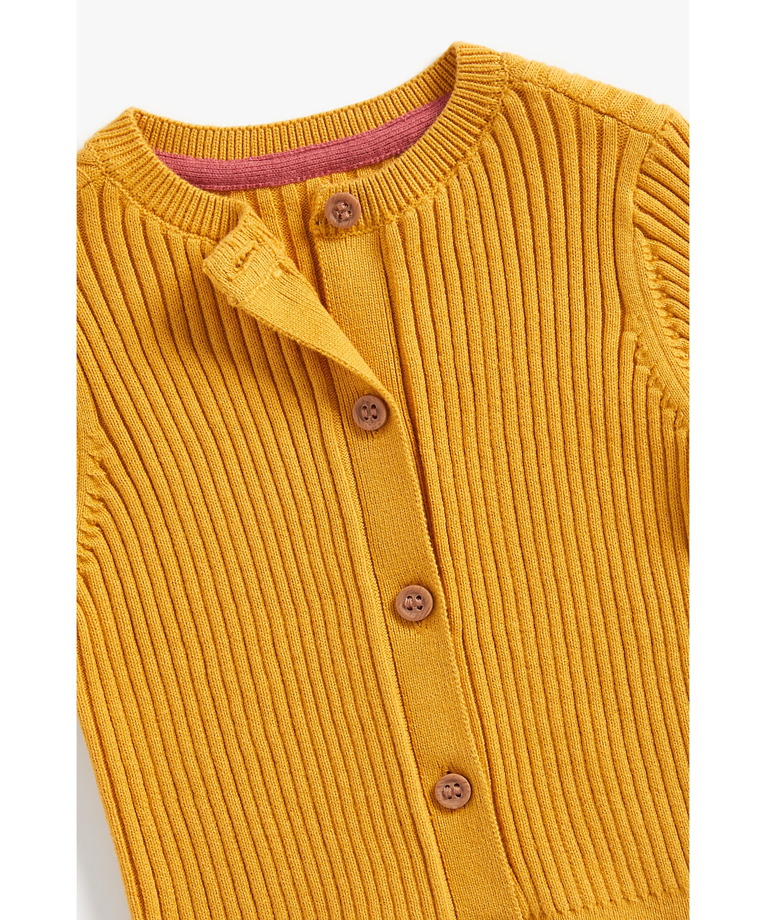 Mothercare | Girls Full Sleeves Ribbed Cardigan - Mustard 2