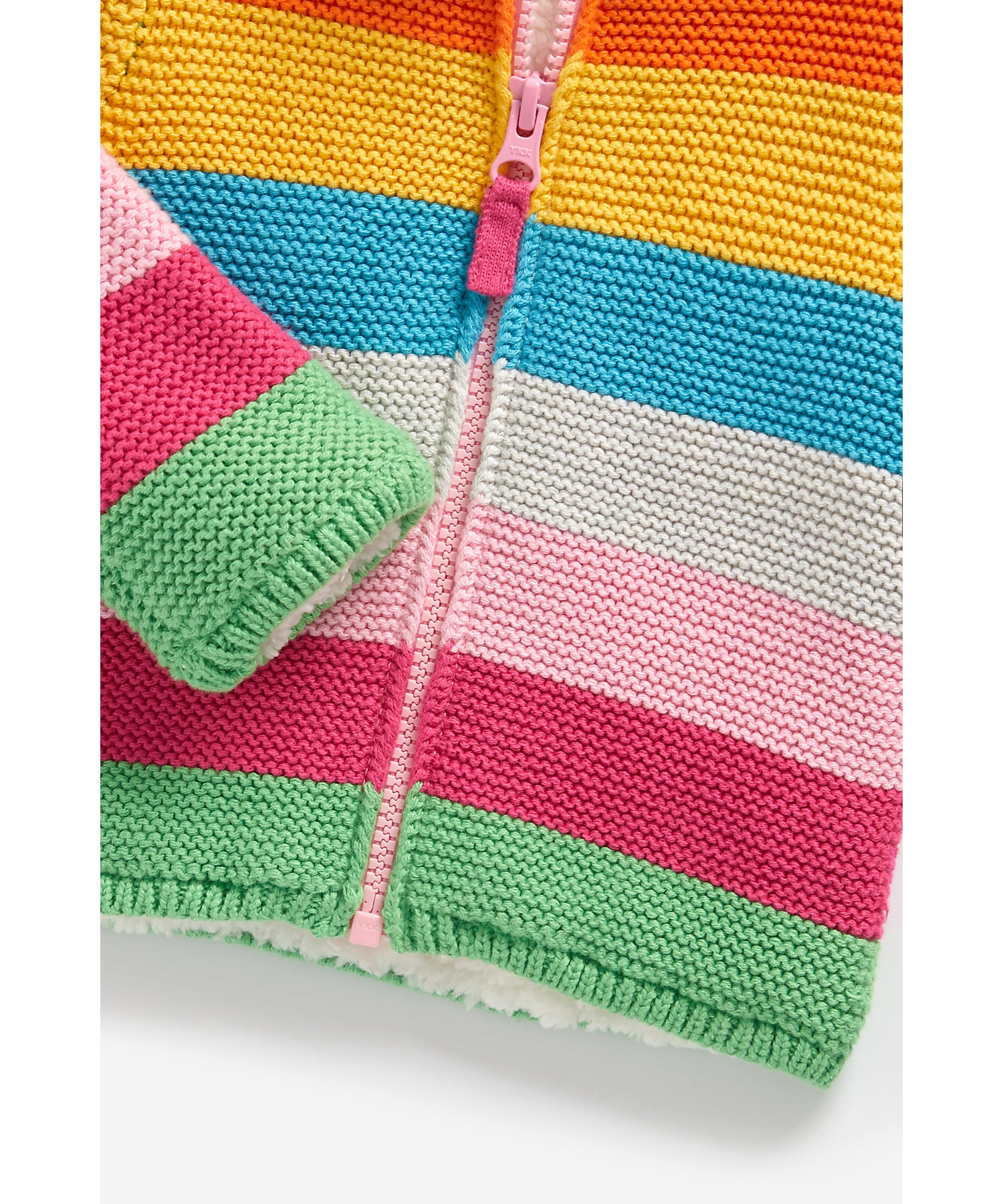 Mothercare | Girls Full Sleeves Hooded Sweater Rainbow Stripes - Multicolor 3
