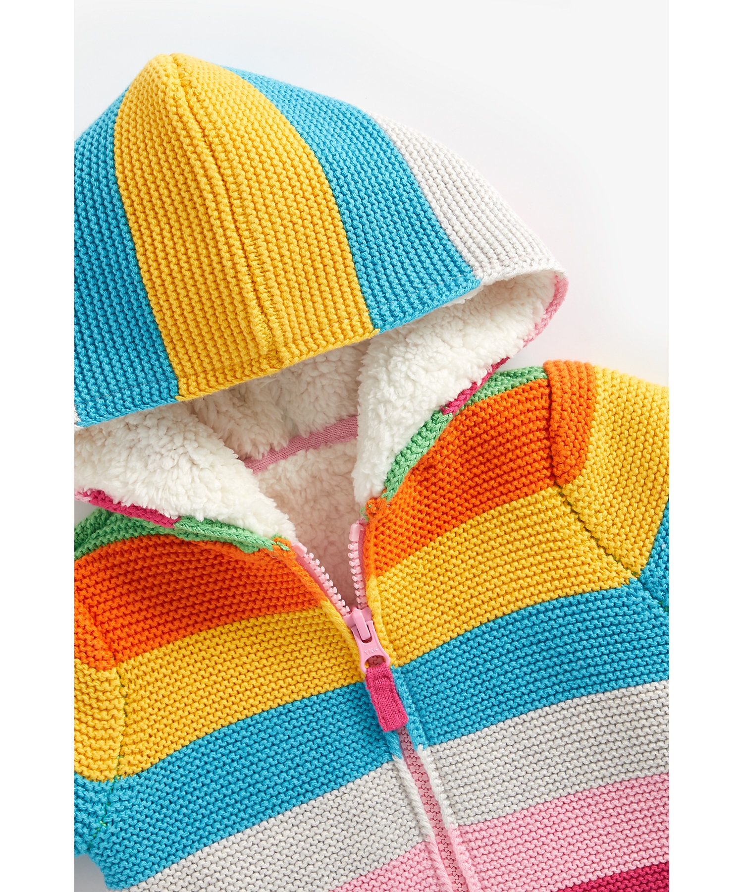 Mothercare | Girls Full Sleeves Hooded Sweater Rainbow Stripes - Multicolor 2