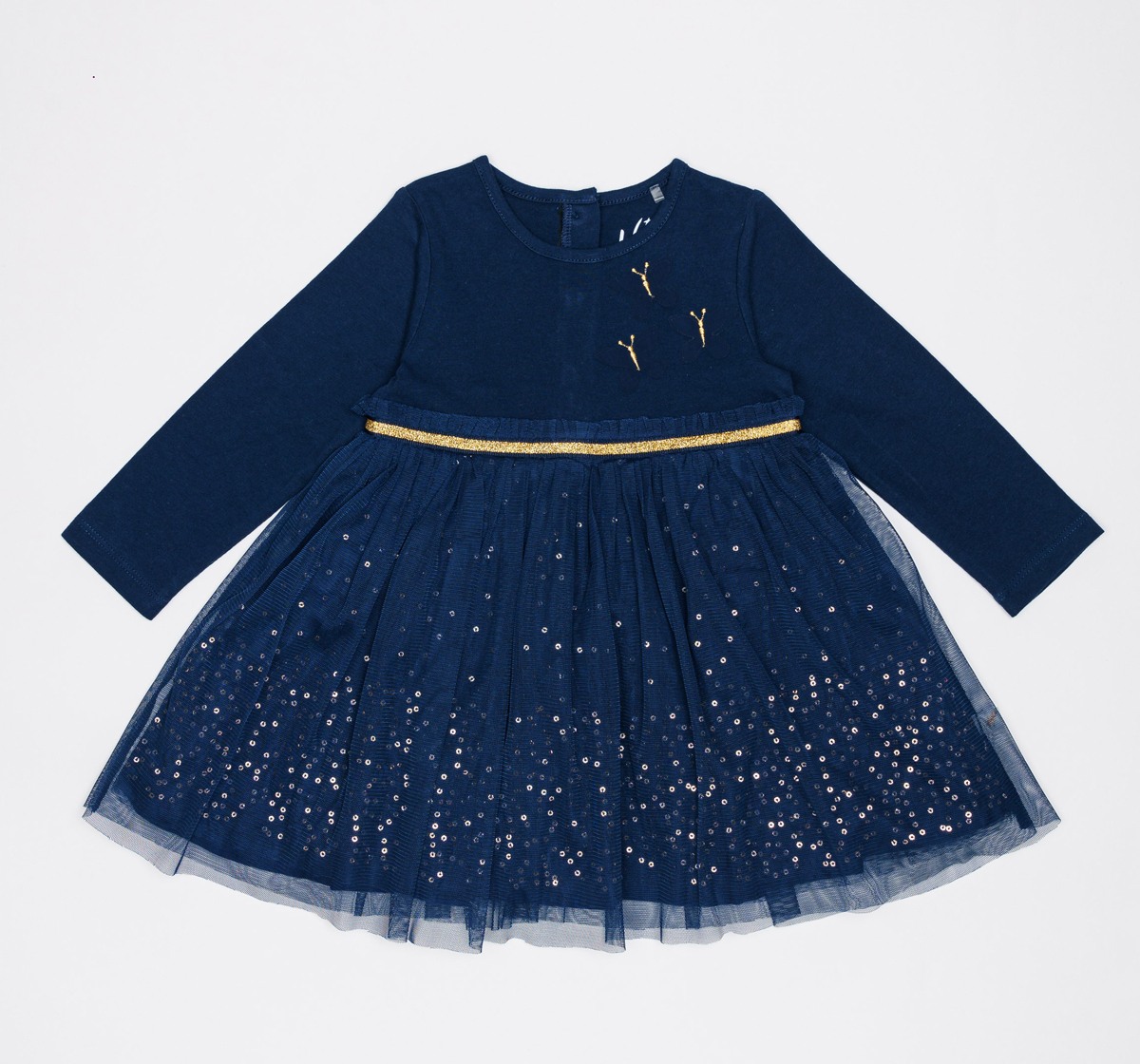 H by Hamleys Girls Full Sleeves Dress - Navy