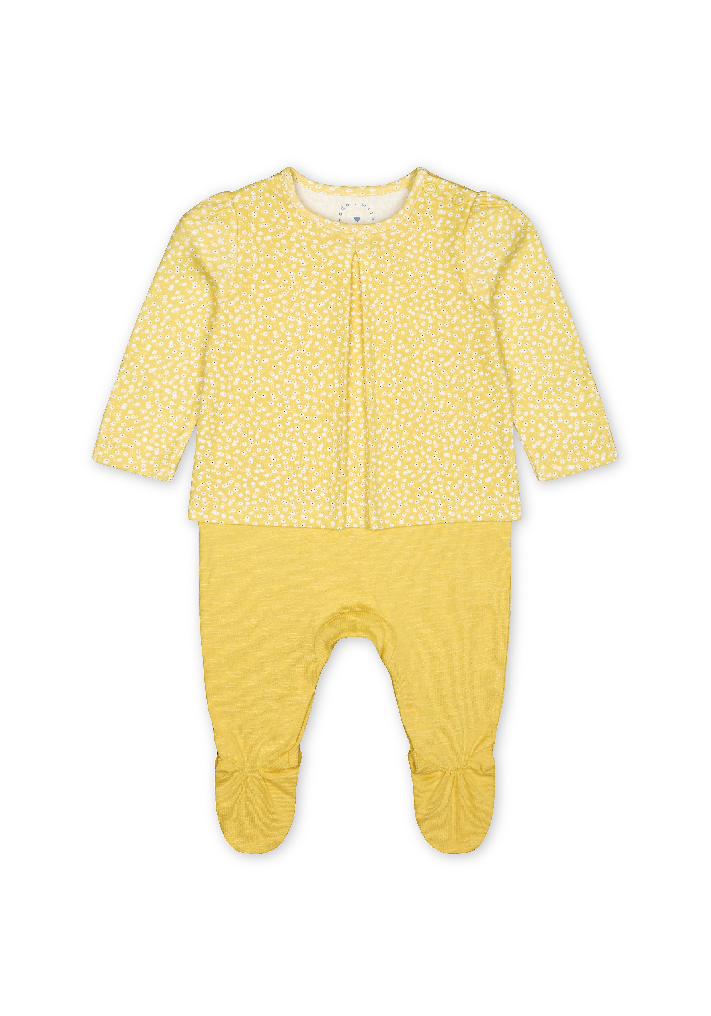 Mothercare | Girls Full Sleeves Romper Daisy Print - Yellow 0