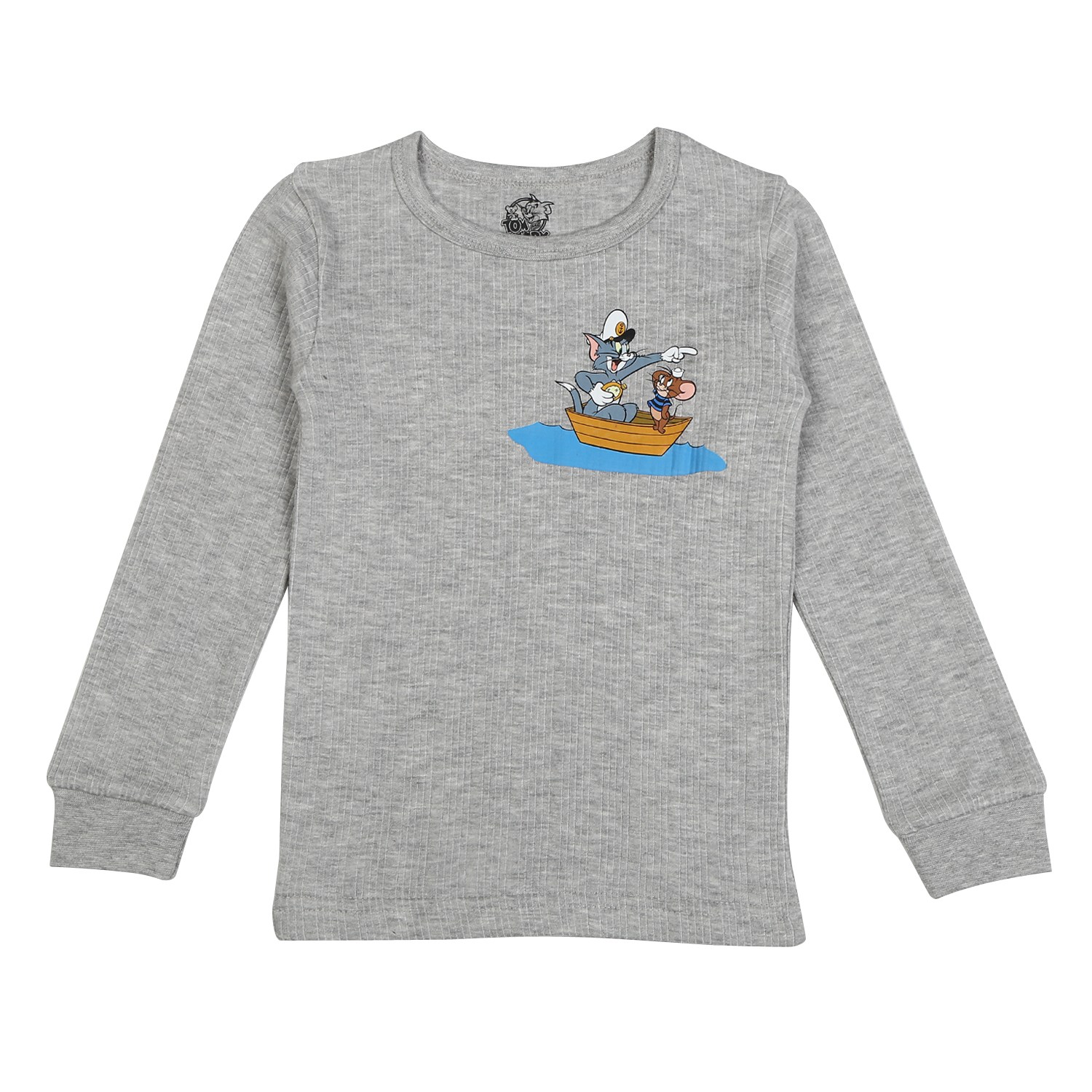 Boys Full Sleeves Tom Jerry Thermal Vest Grey