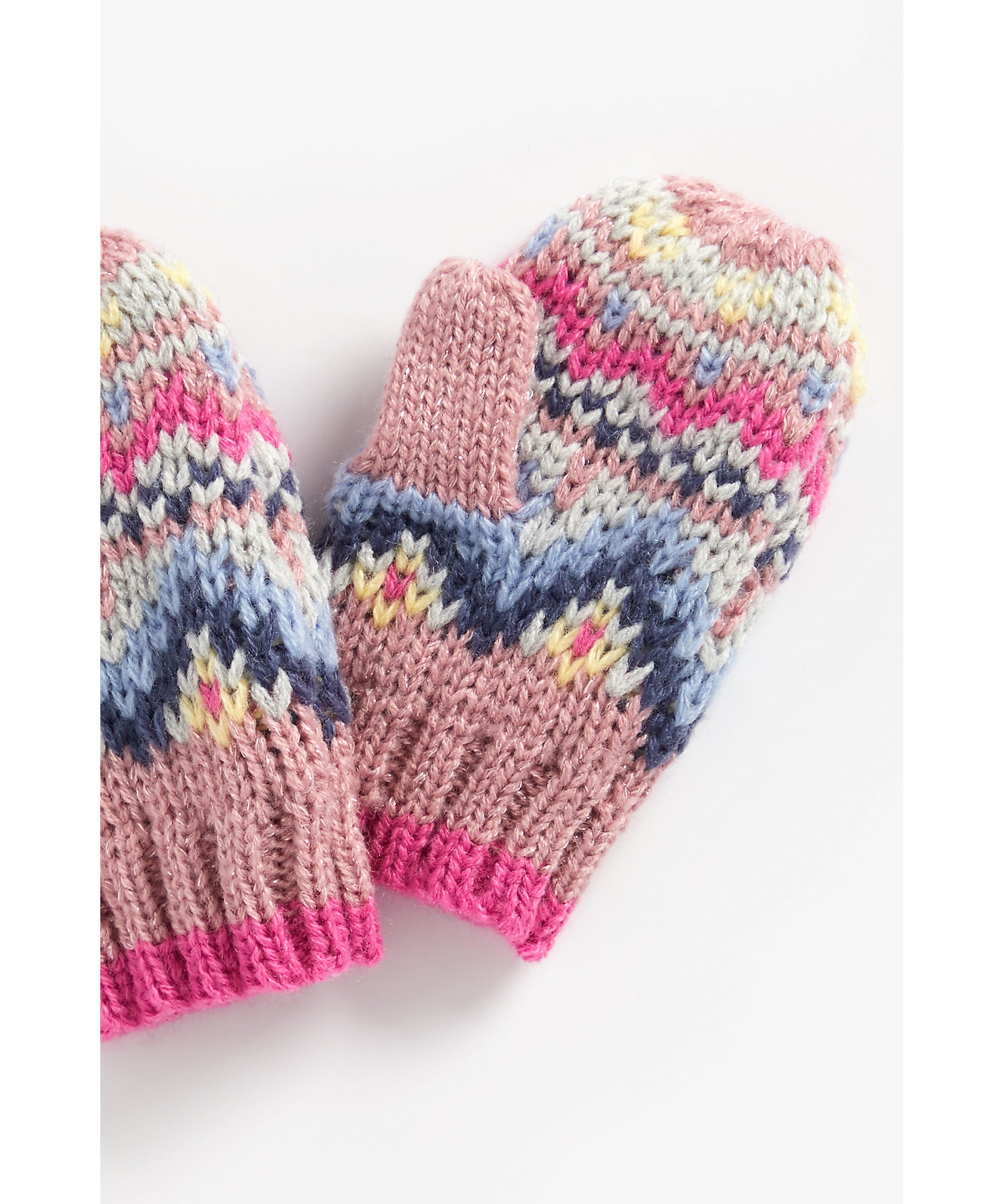 Mothercare | Girls Gloves Fair Isle Design - Pink 1
