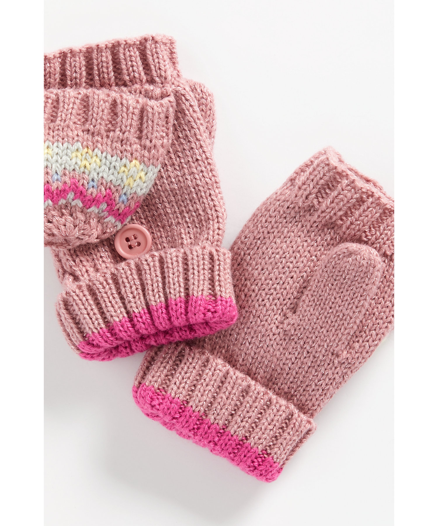 Mothercare | Girls Gloves Fair Isle Design - Pink 3