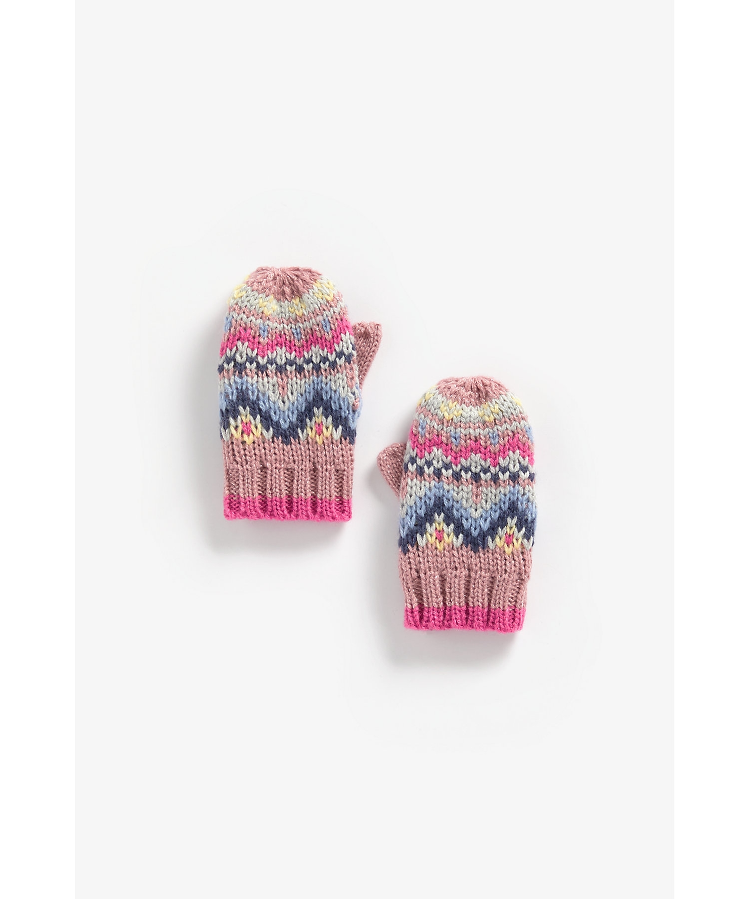 Mothercare | Girls Gloves Fair Isle Design - Pink 0