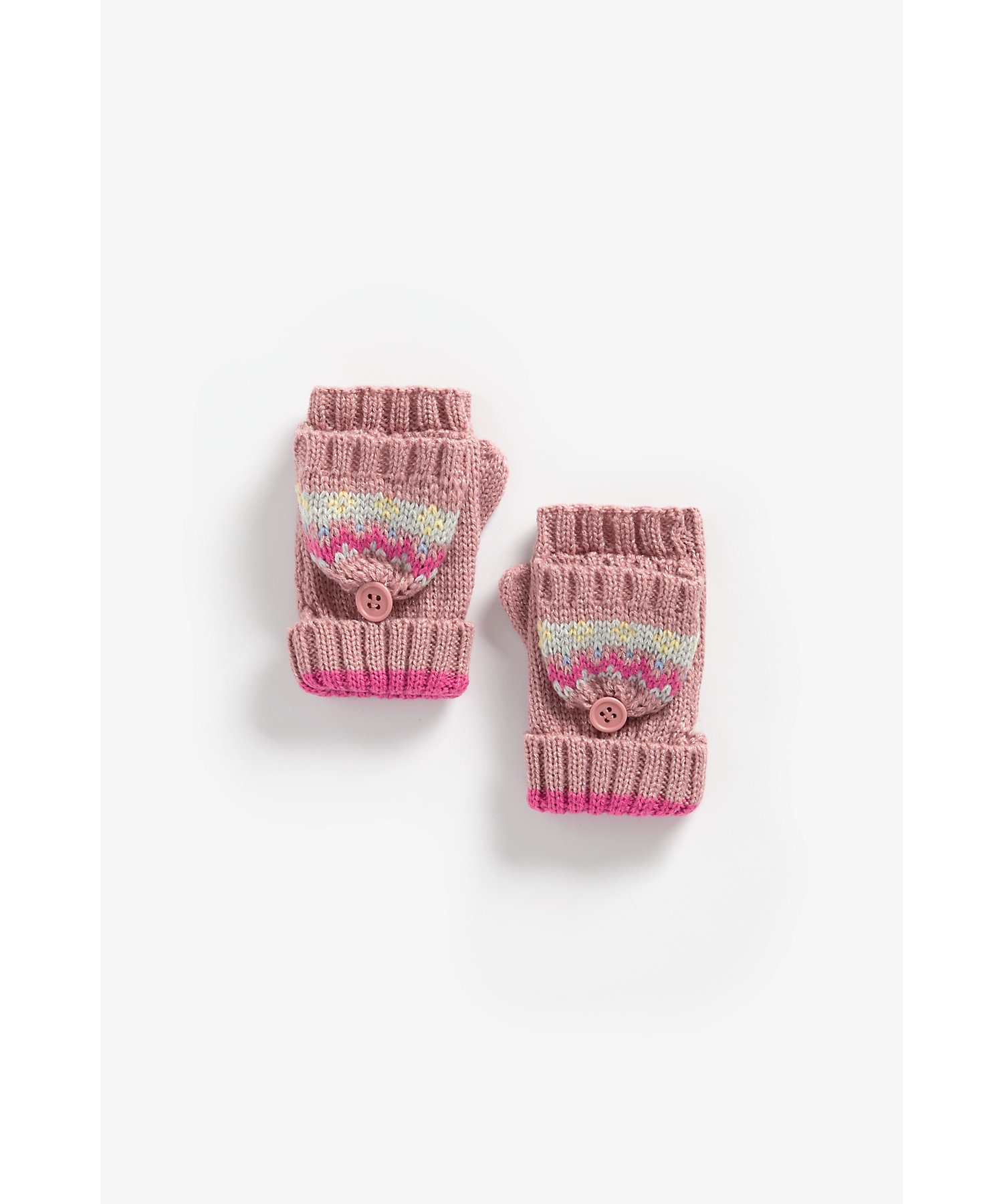 Mothercare | Girls Gloves Fair Isle Design - Pink 2