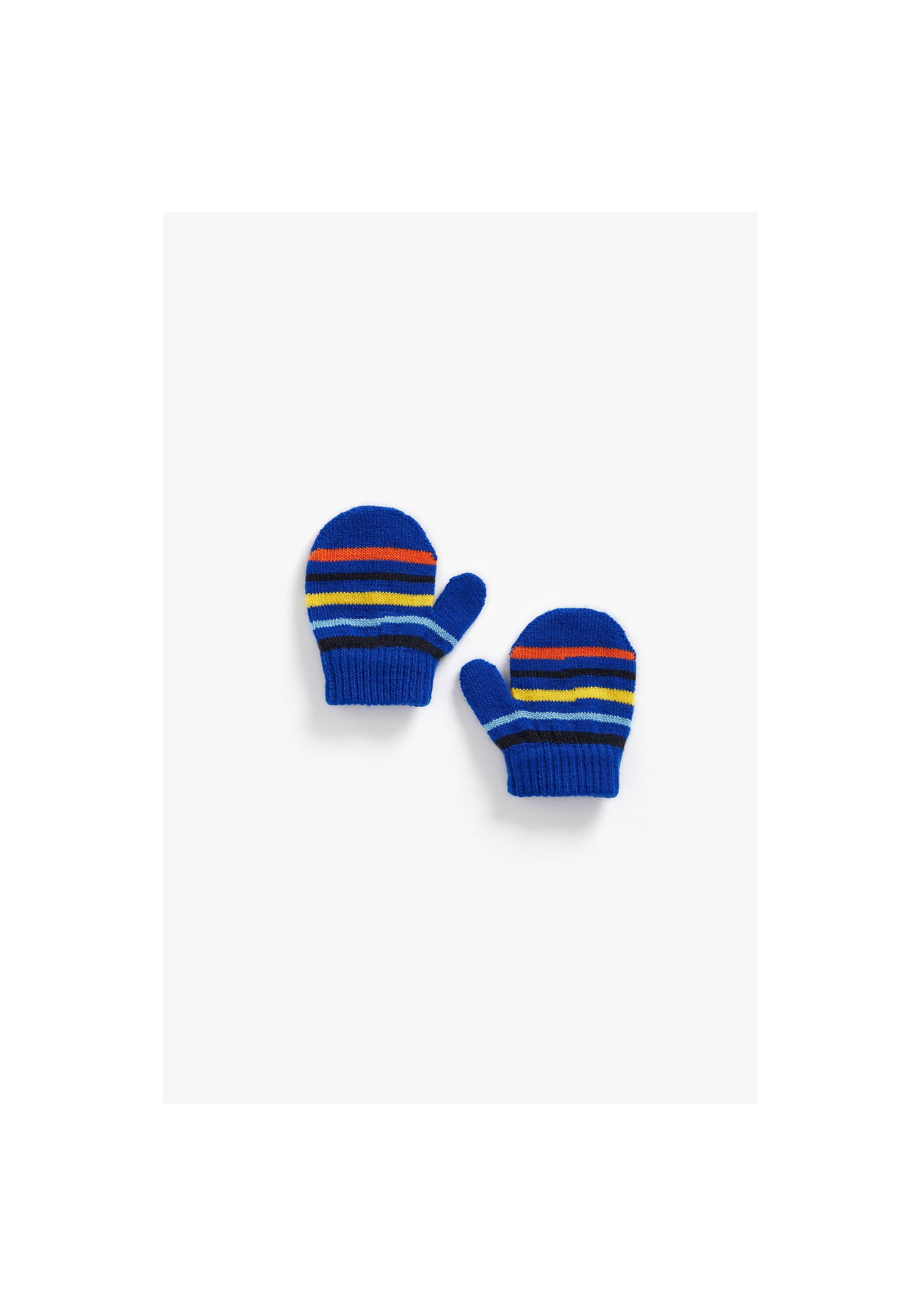 Boys Mitts Striped - Blue