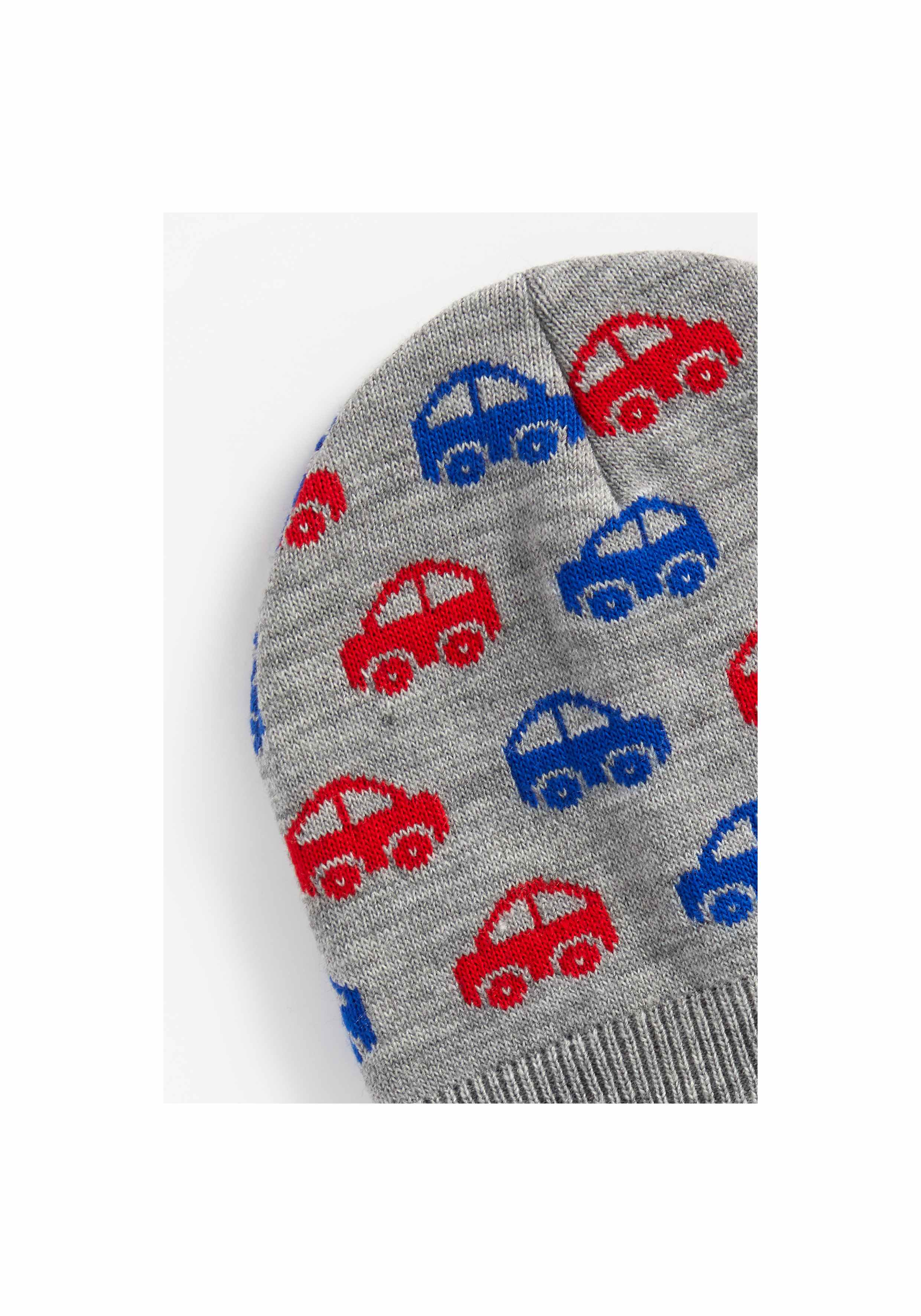 Boys Beanie Car Design - Grey