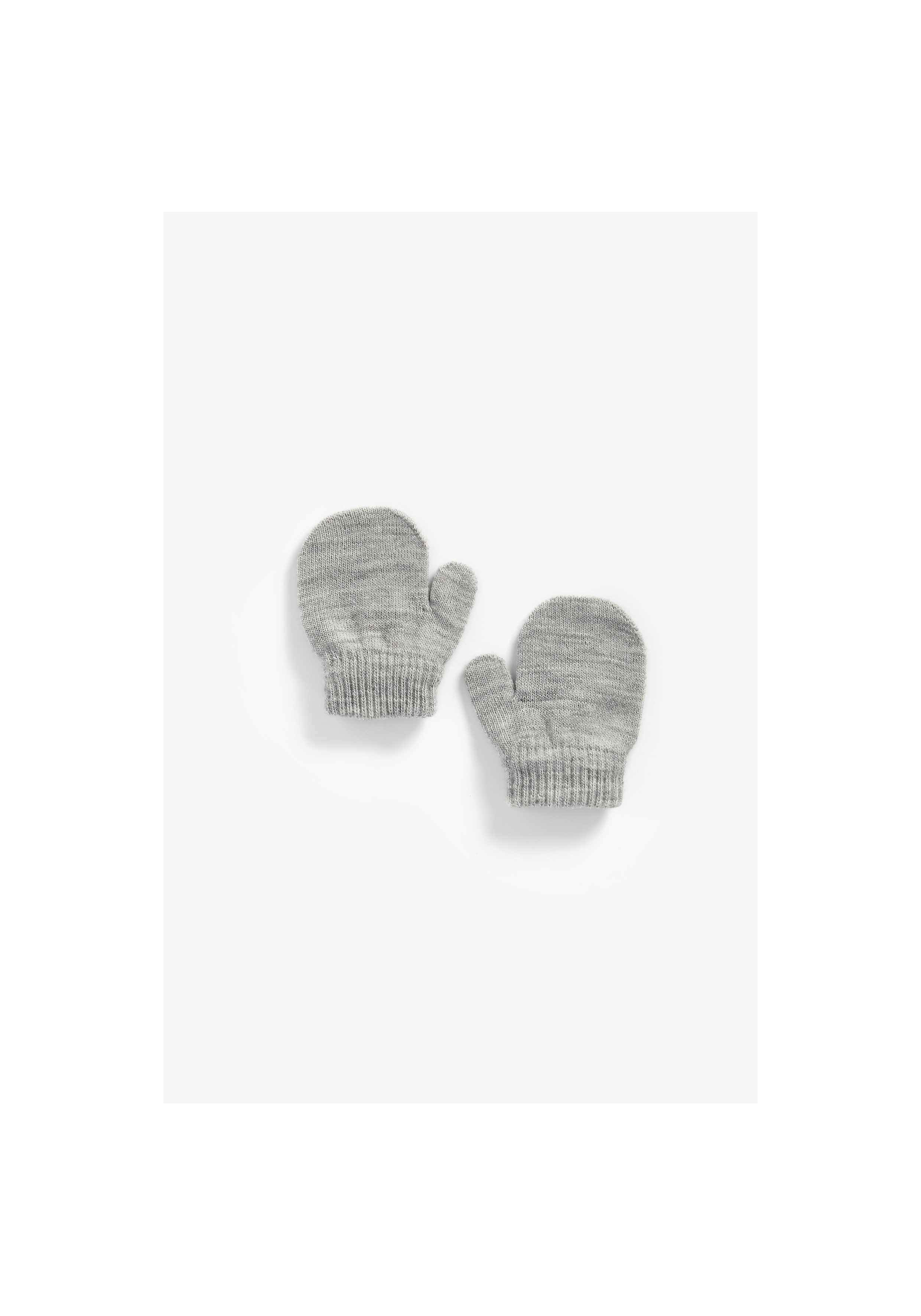 Girls Mitts Heart Print - Grey