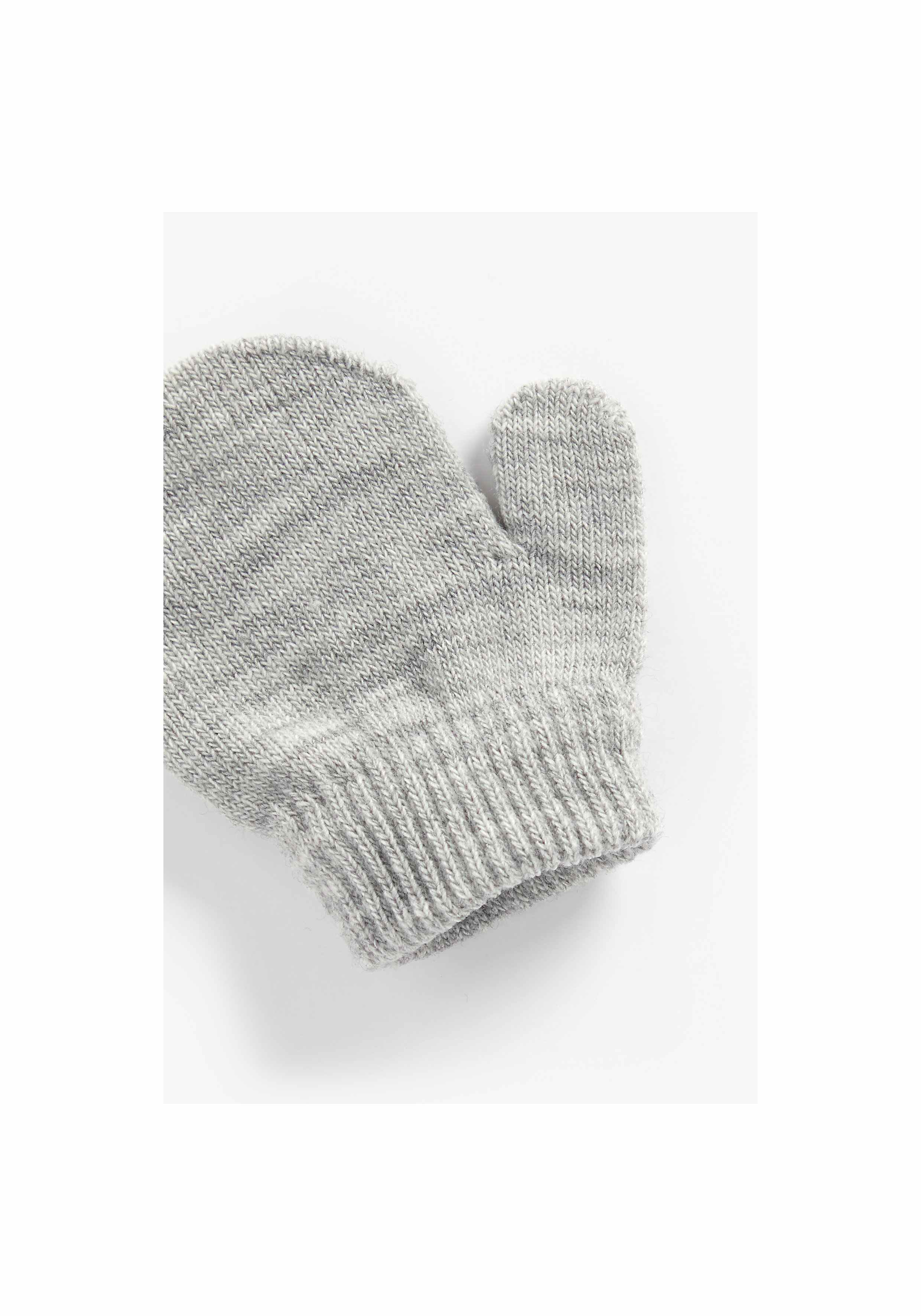 Girls Mitts Heart Print - Grey