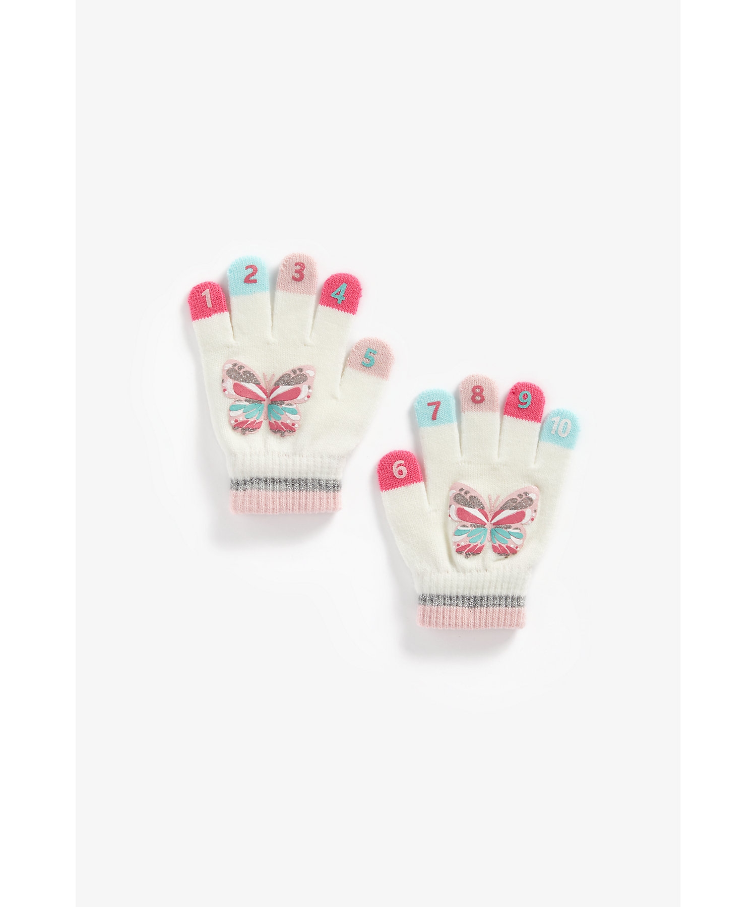 Mothercare | Girls Gloves Heart Print - Grey 0