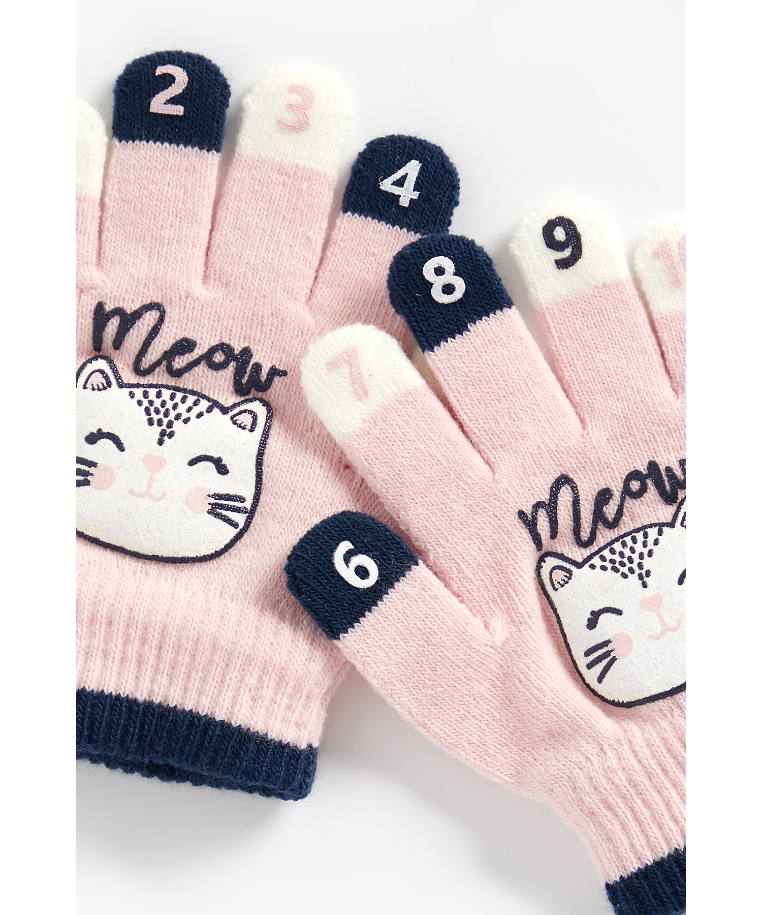Mothercare | Girls Gloves Cat Print - Pink 2