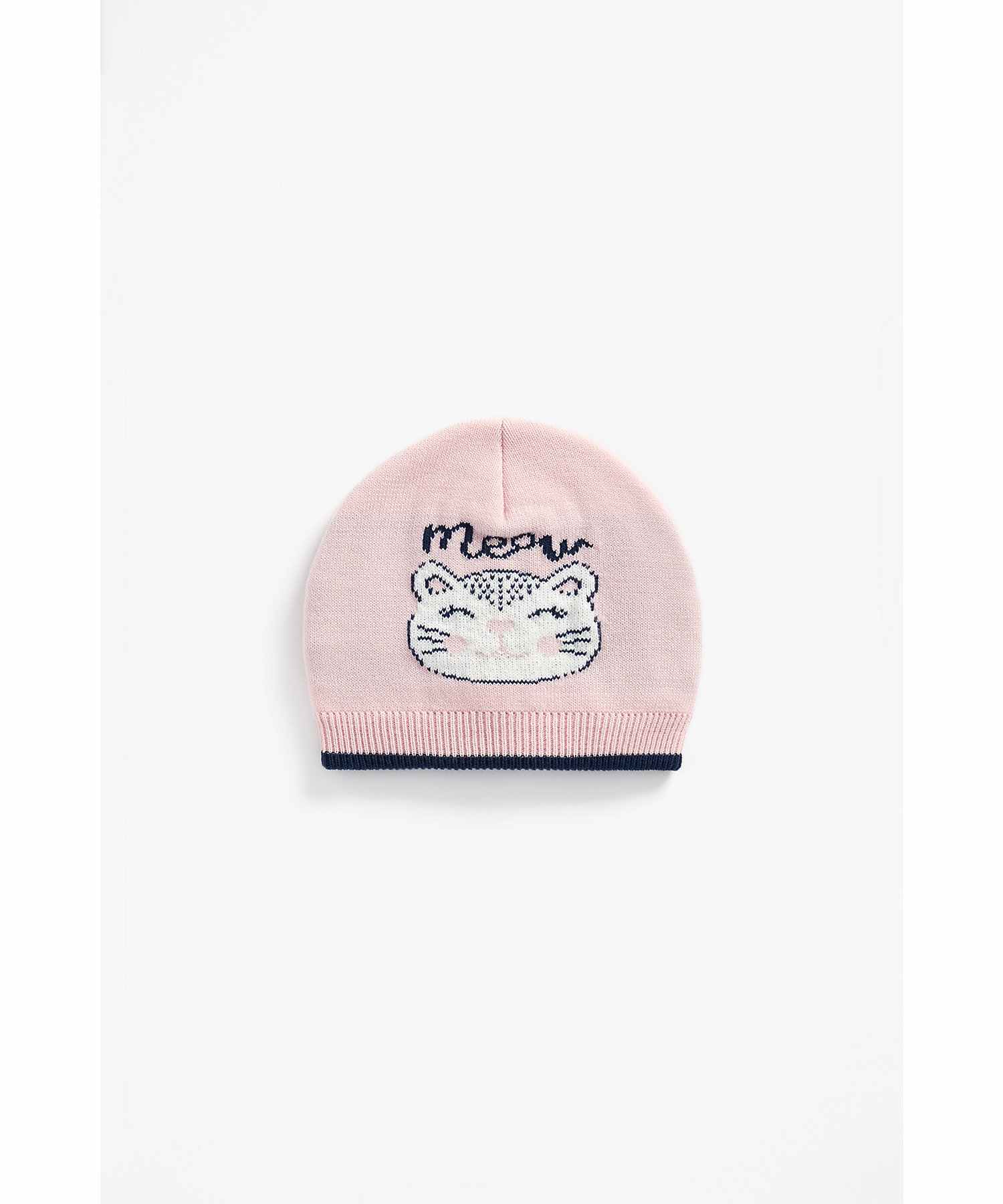 Girls Beanie Cat Design - Pink
