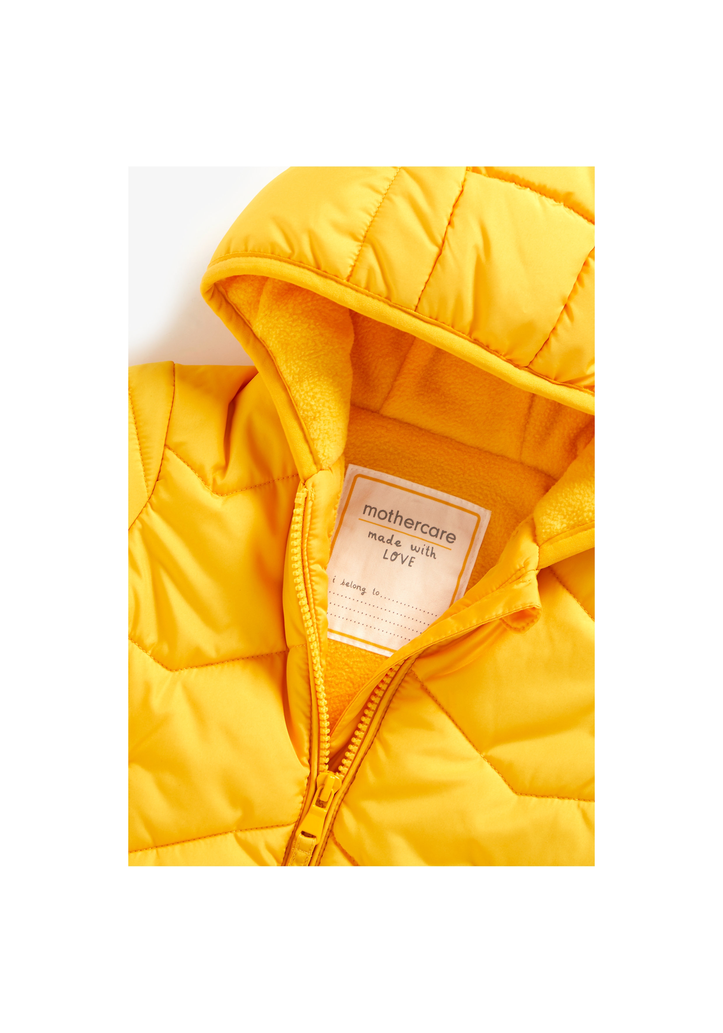 Mothercare | Boys Full Sleeves Fleece Lined Quilted Jacket - Yellow 2