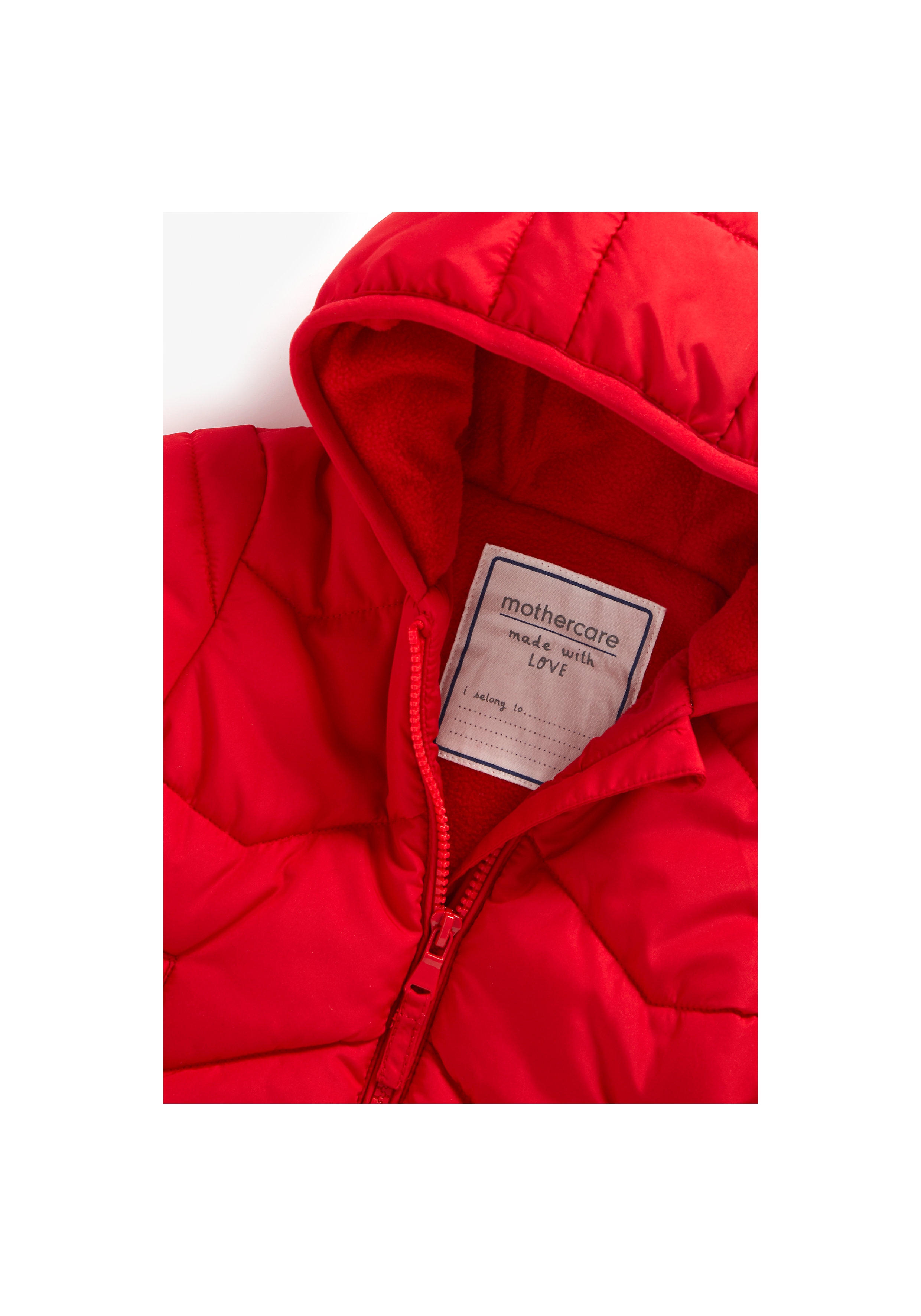 Mothercare | Boys Full Sleeves Fleece Lined Quilted Jacket Hooded - Red 2