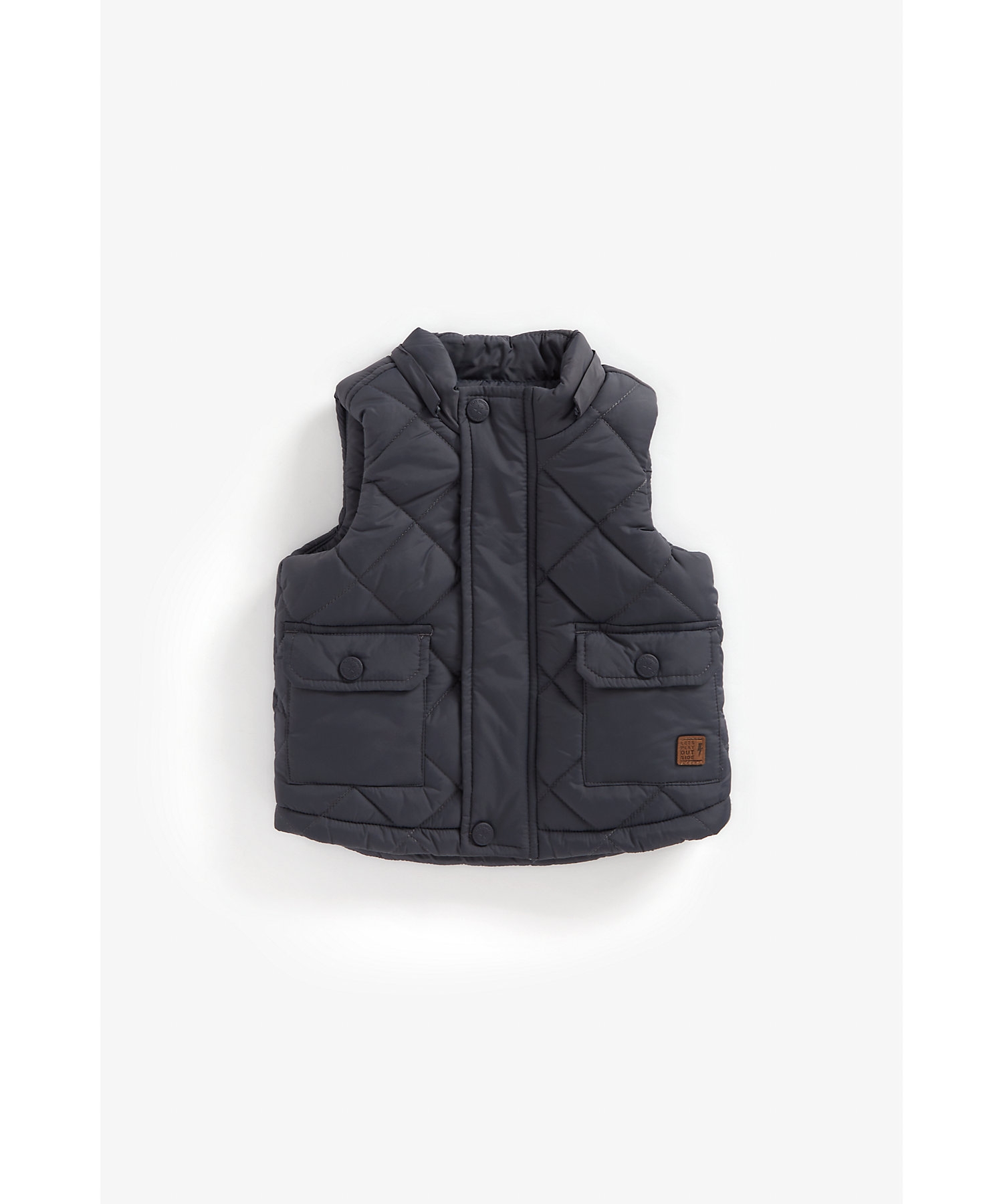 Mothercare | Boys Full Sleeves Quilted Jacket Dino Print - Charcoal 2